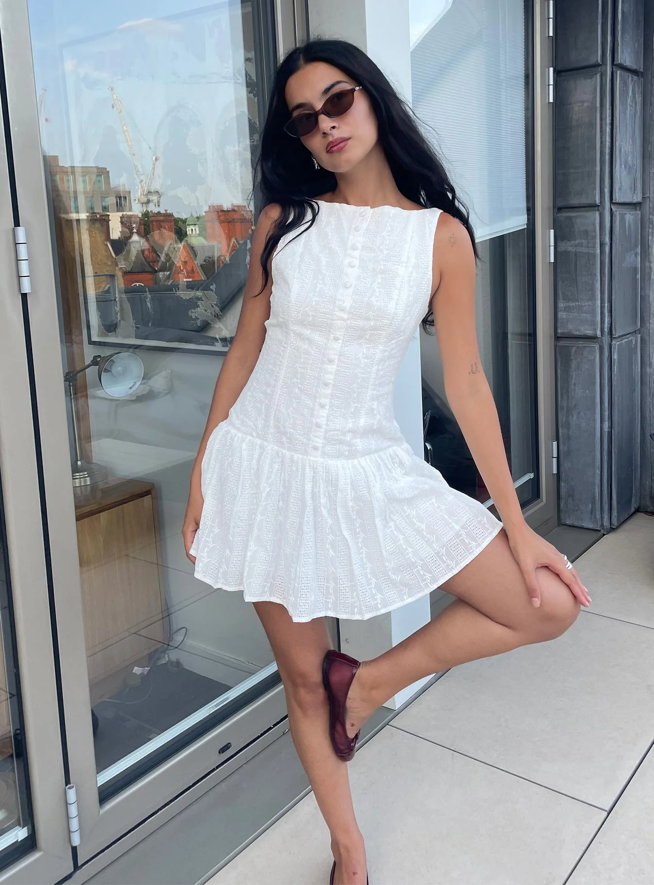 Sweeter Places Embroidered Mini Dress White - TREBLEV