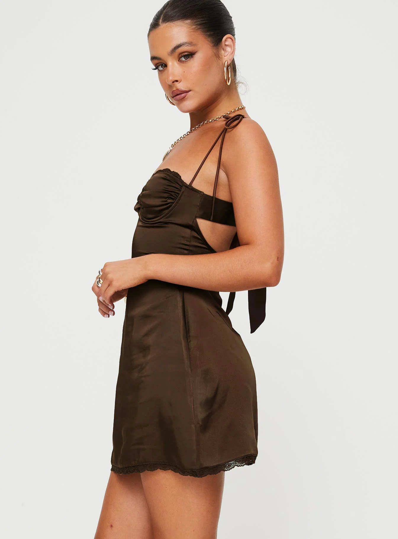 Wayzer Mini Dress Chocolate - TREBLEV