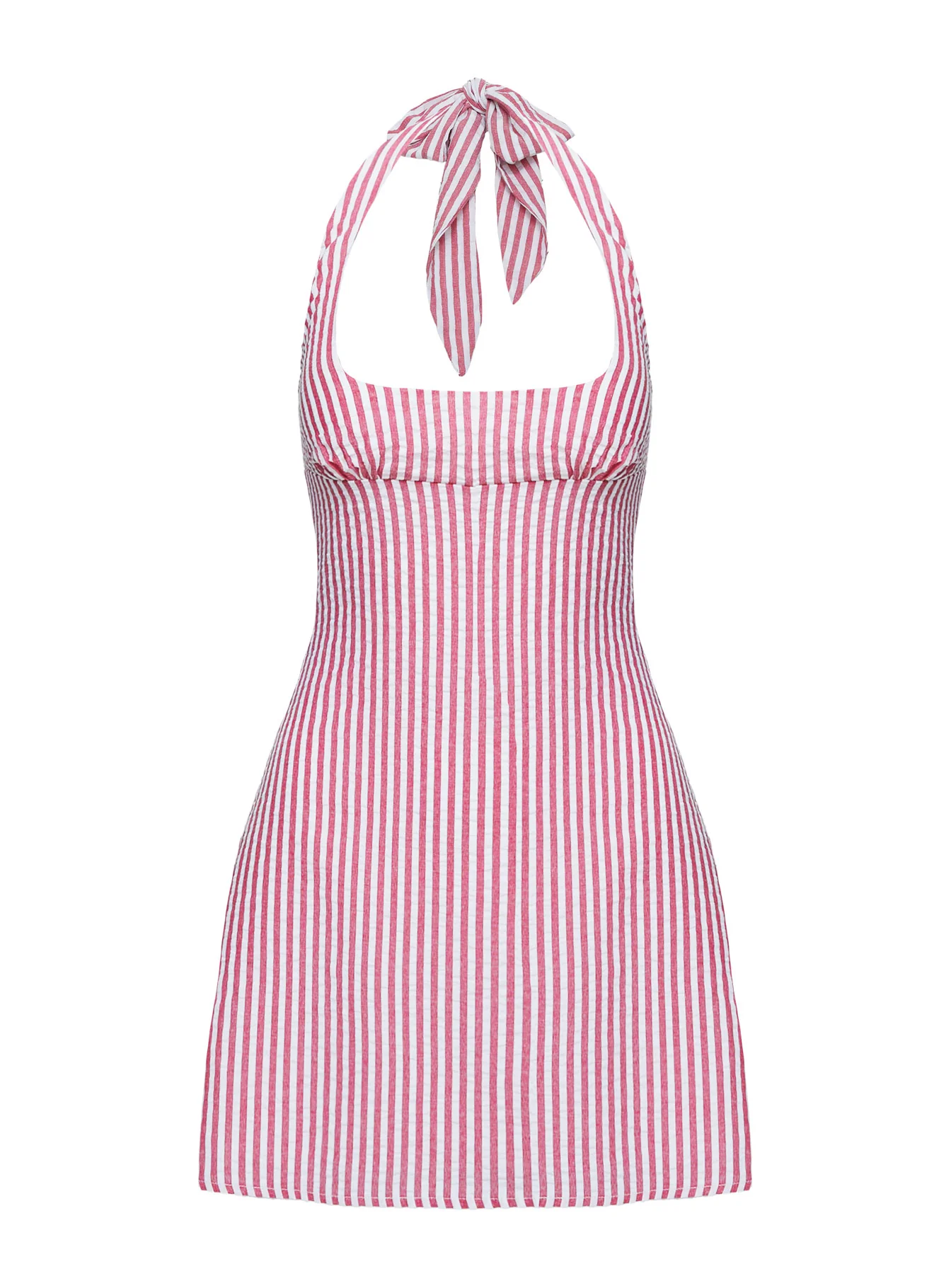 Kalico Halter Mini Dress Red / White Stripe - TREBLEV