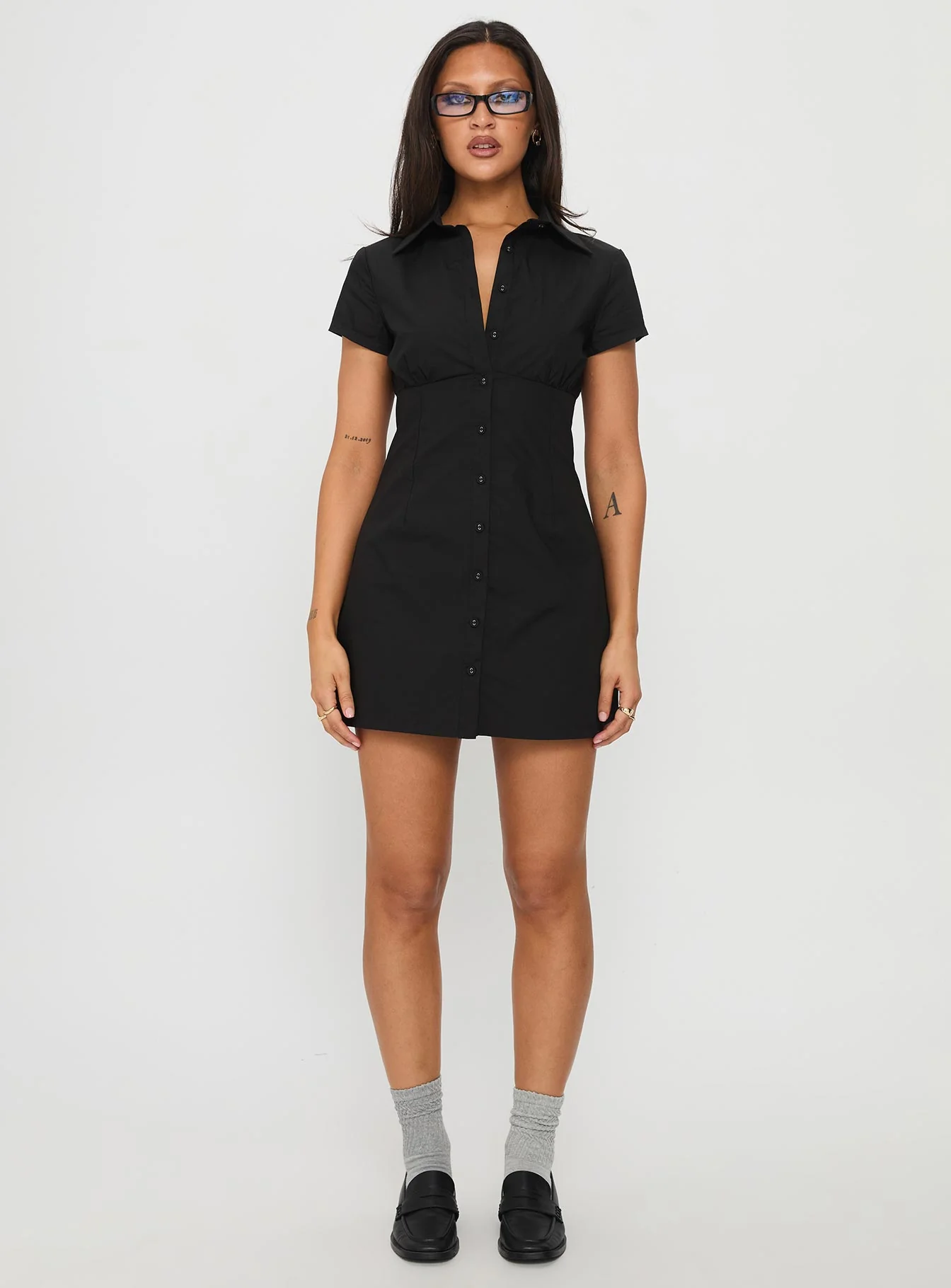 Motley Mini Dress Black - TREBLEV