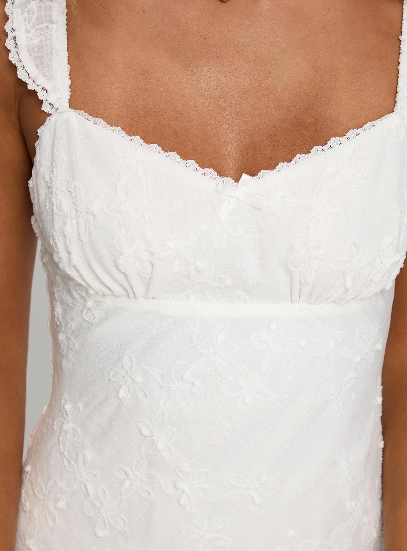 Beacall Embroidered Mini Dress White - TREBLEV