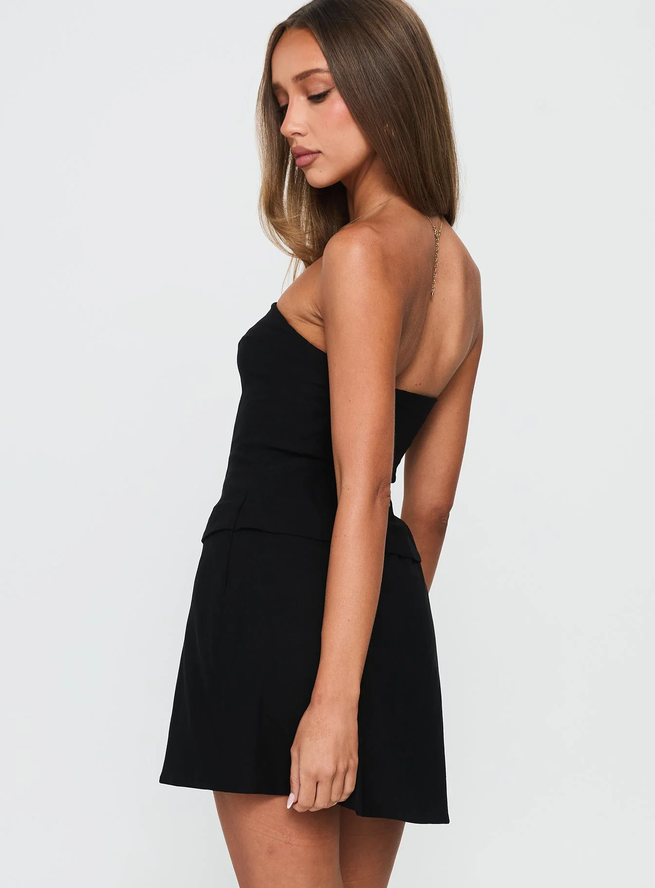 Nutmeg Strapless Mini Dress Black - TREBLEV