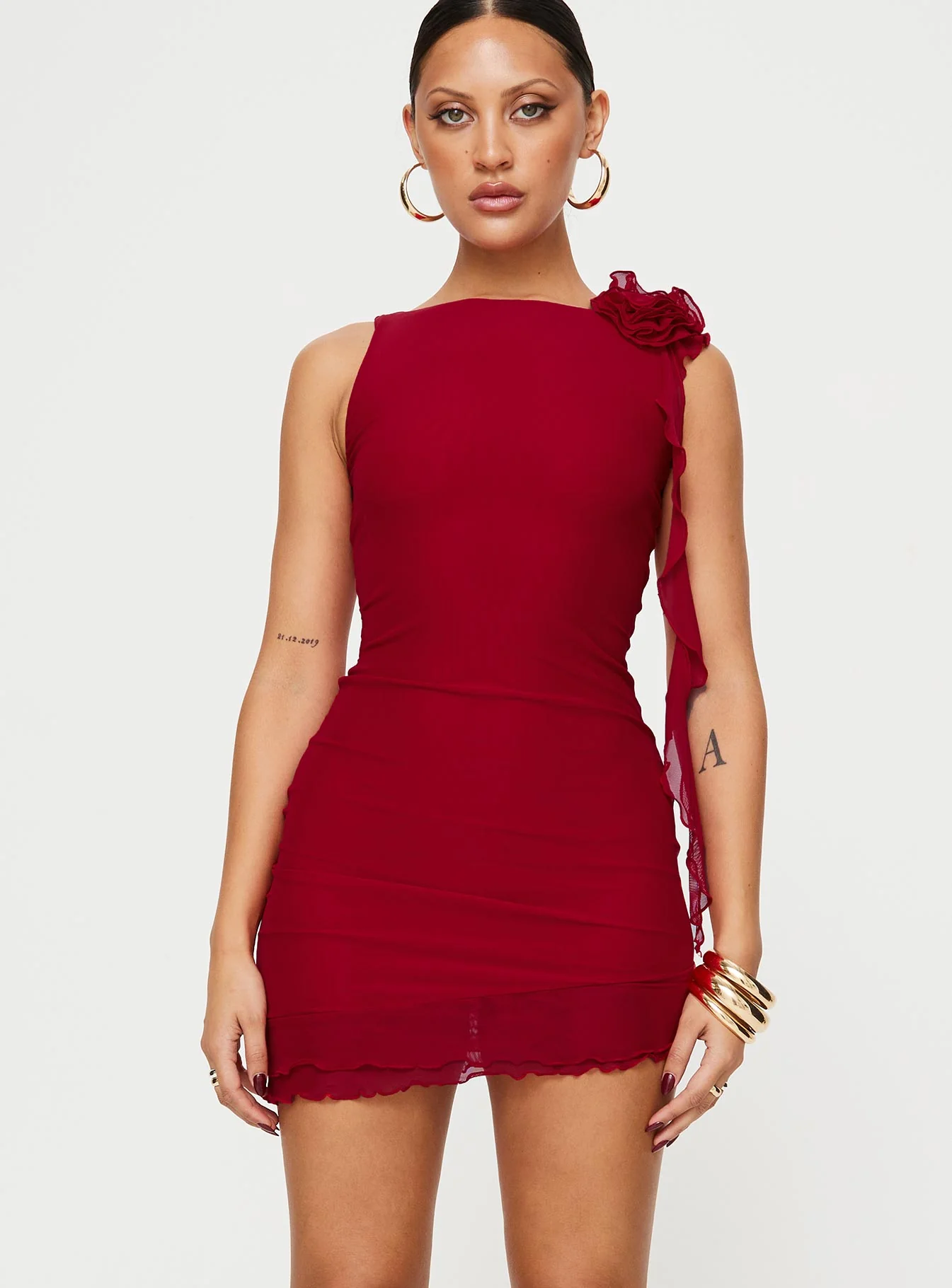 Lorello Mini Dress Red - TREBLEV