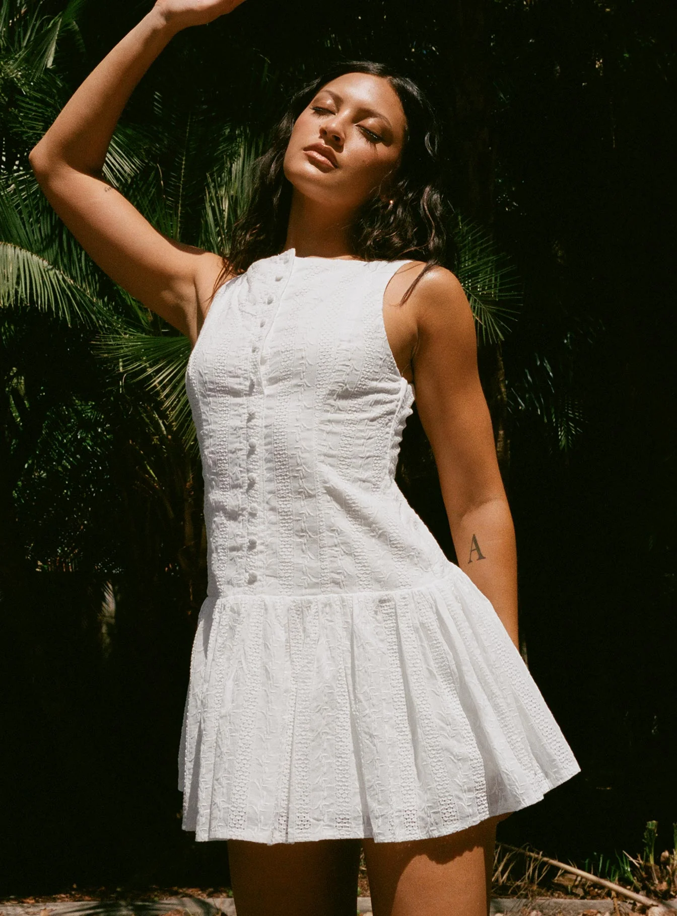 Sweeter Places Embroidered Mini Dress White - TREBLEV
