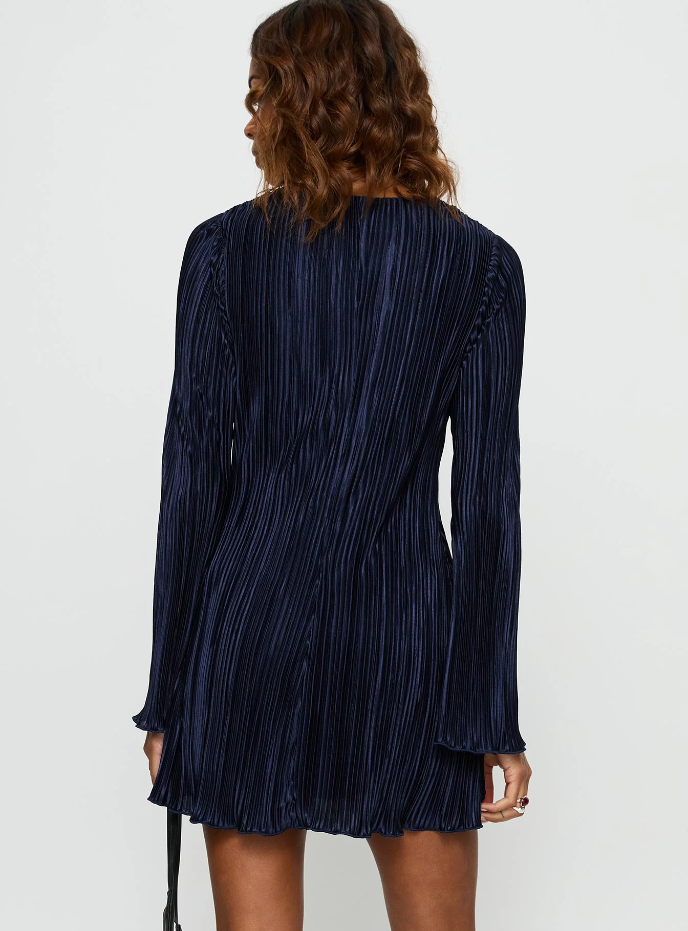 Malop Long Sleeve Mini Dress Navy - TREBLEV