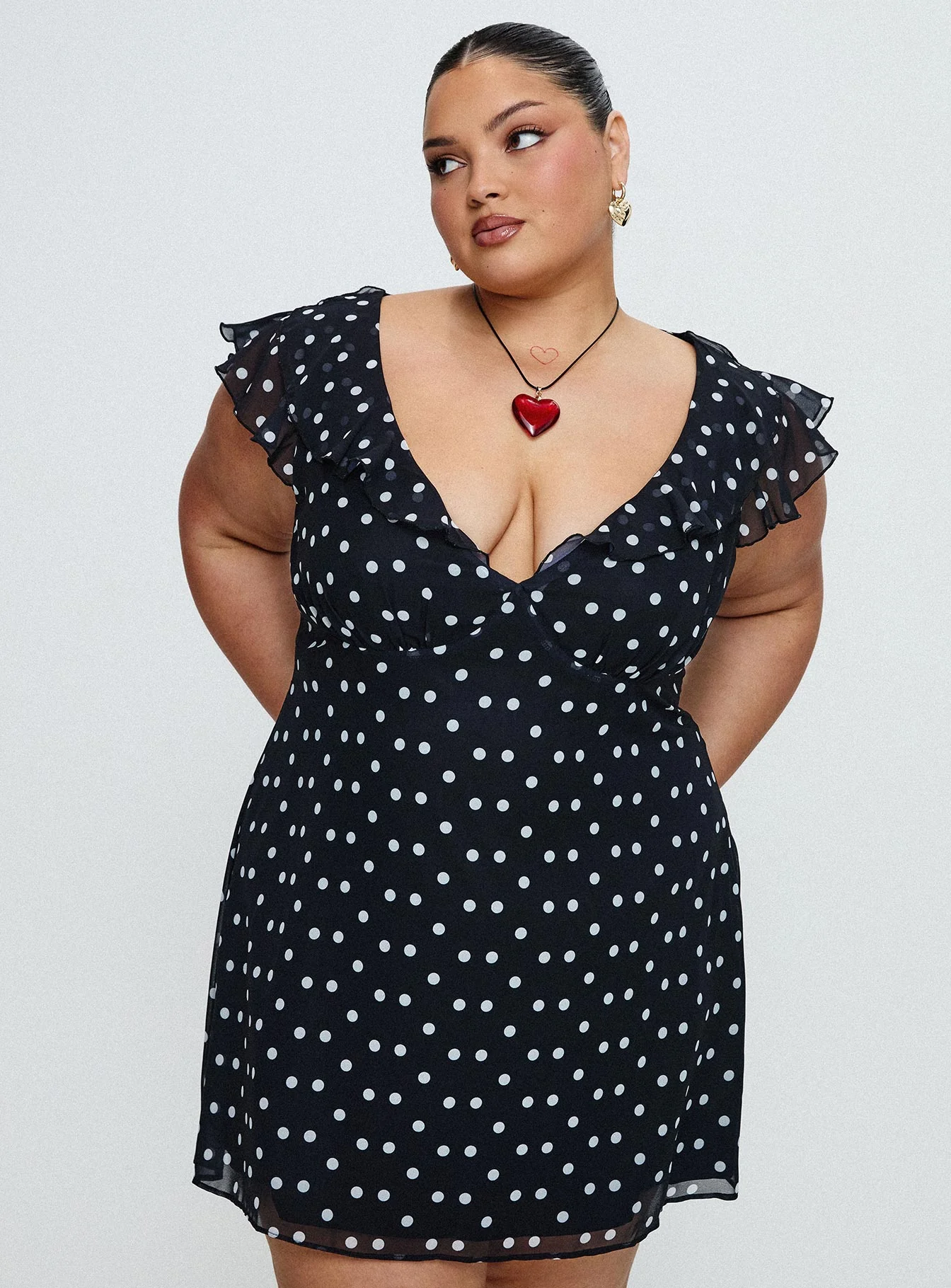 I Guess So Mini Dress Black Polka Dot - TREBLEV