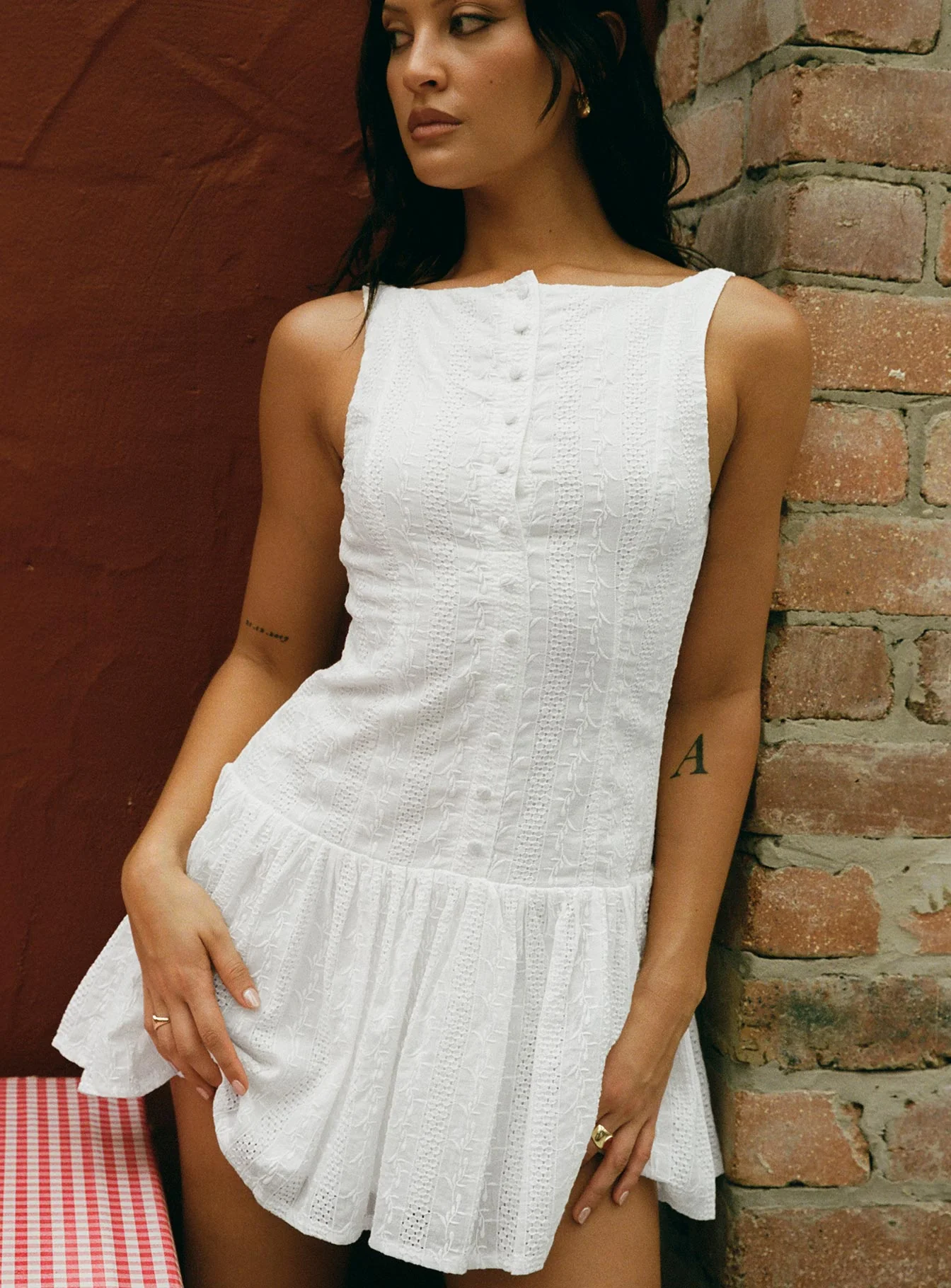 Sweeter Places Embroidered Mini Dress White - TREBLEV