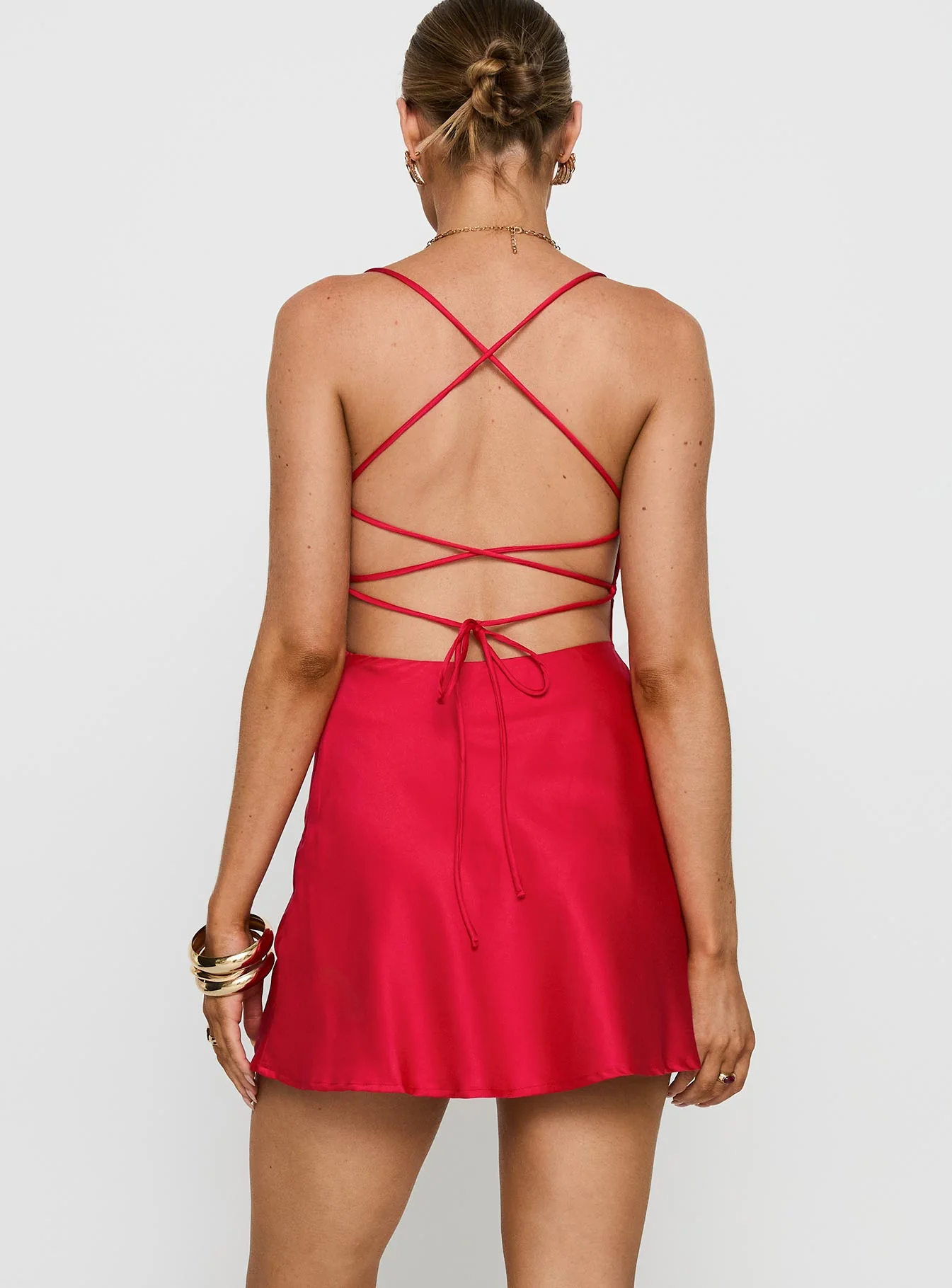Celena Mini Dress Red - TREBLEV