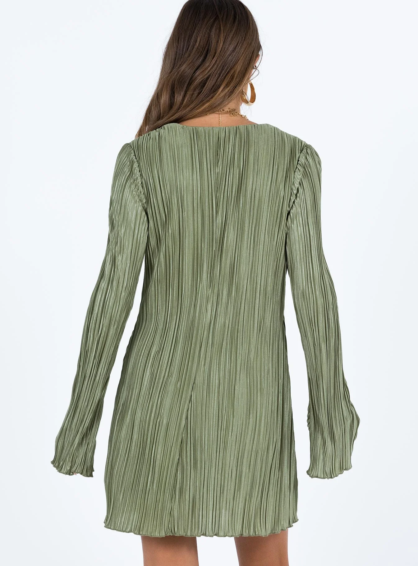 Malop Long Sleeve Mini Dress Sage - TREBLEV