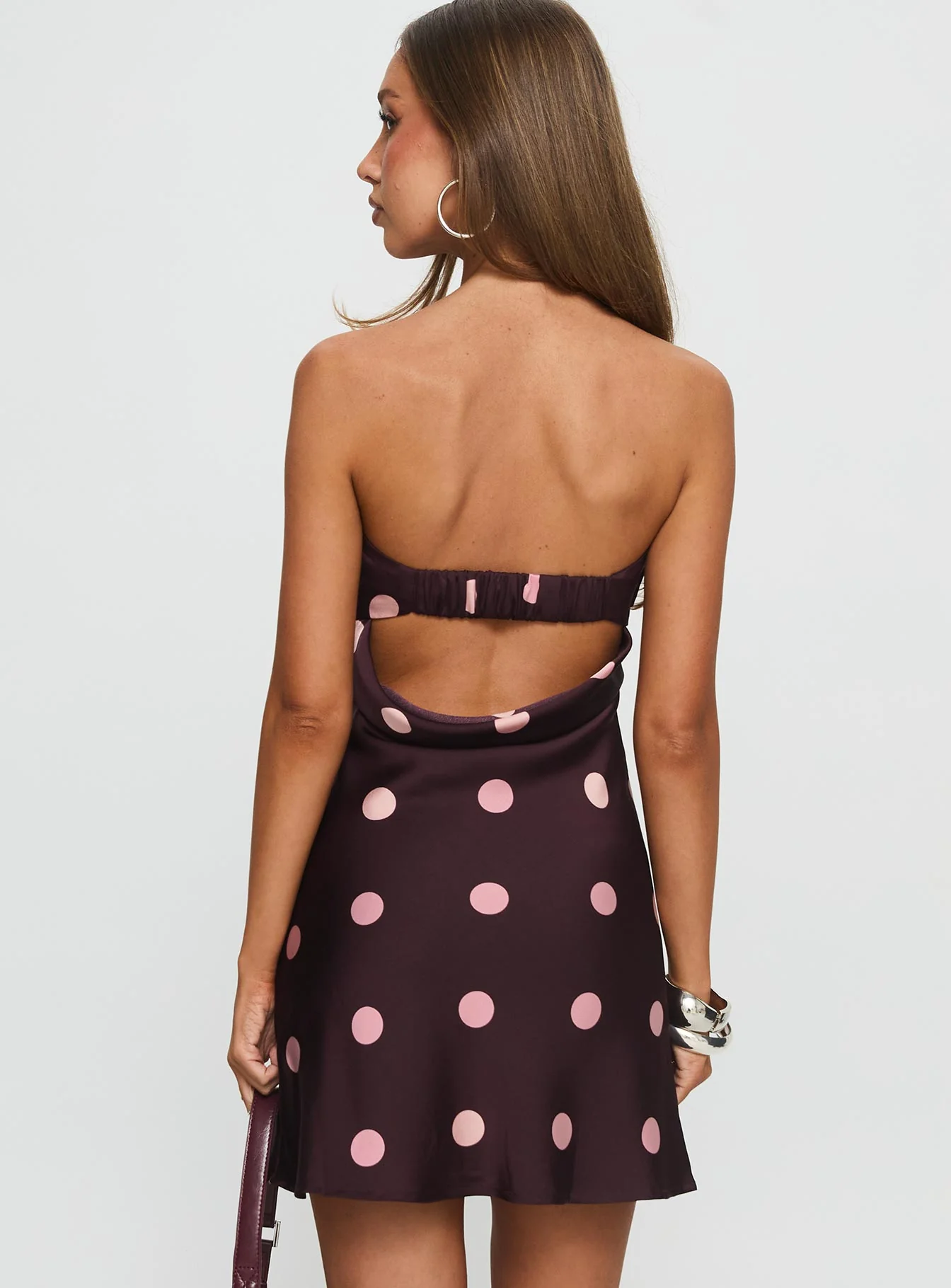 Phillipa Mini Dress Plum / Pink Polka Dot - TREBLEV
