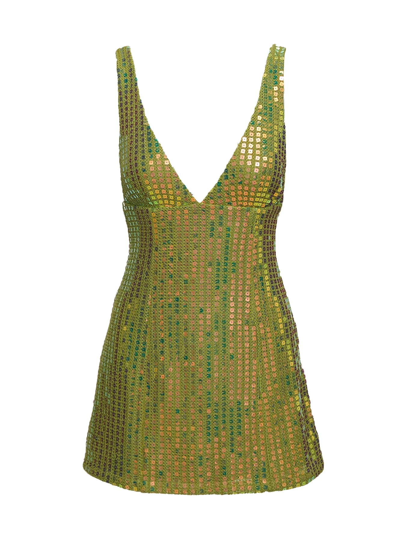 Porscha Shimmer Mini Dress Green - TREBLEV