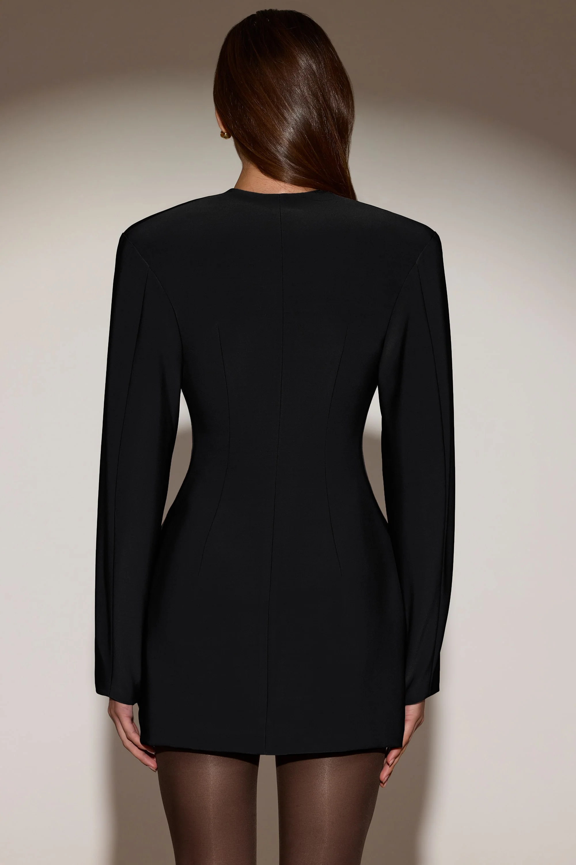 Single-Breasted Blazer Mini Dress in Black - TREBLEV
