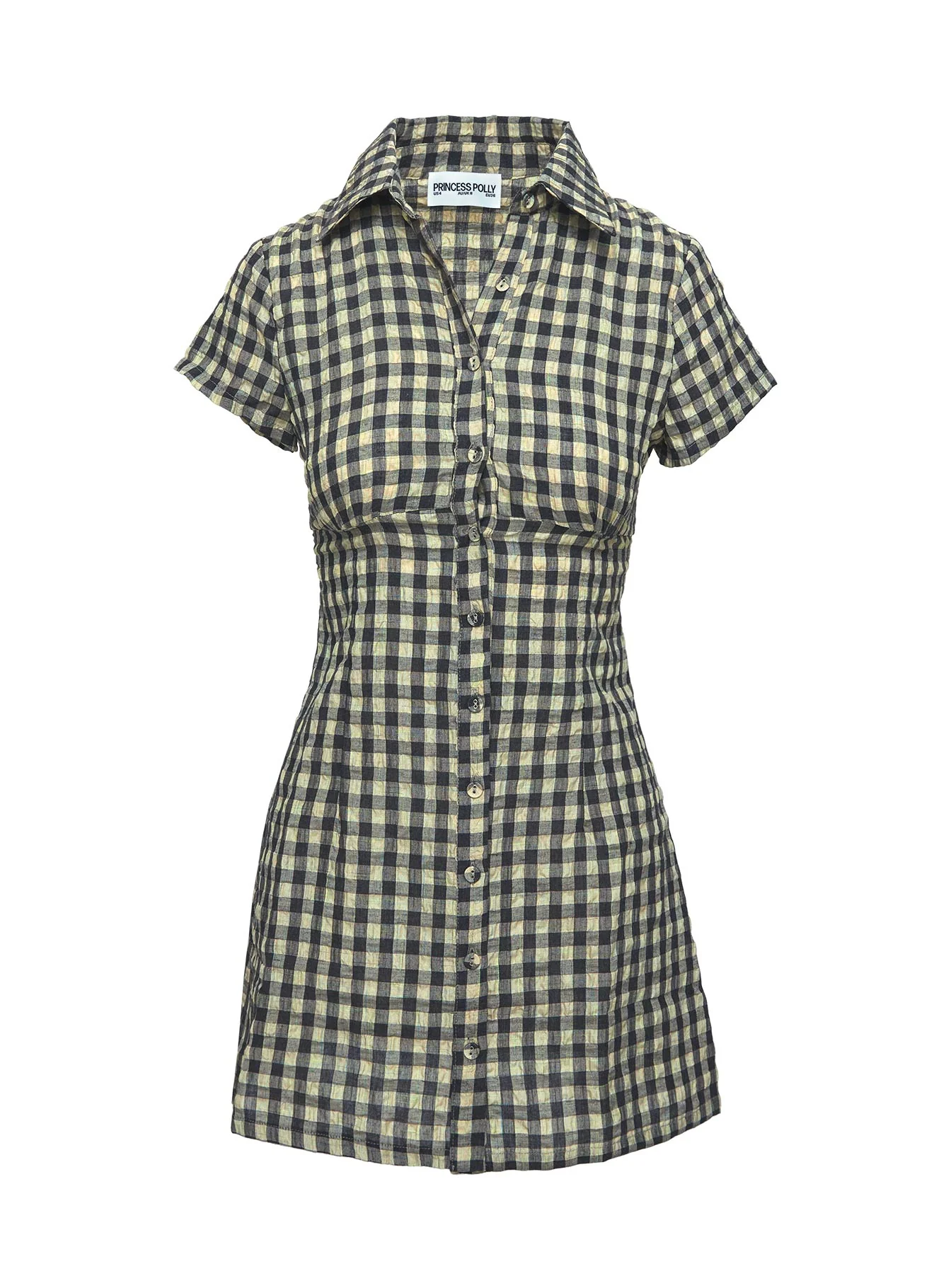 Motley Mini Dress Brown Check - TREBLEV