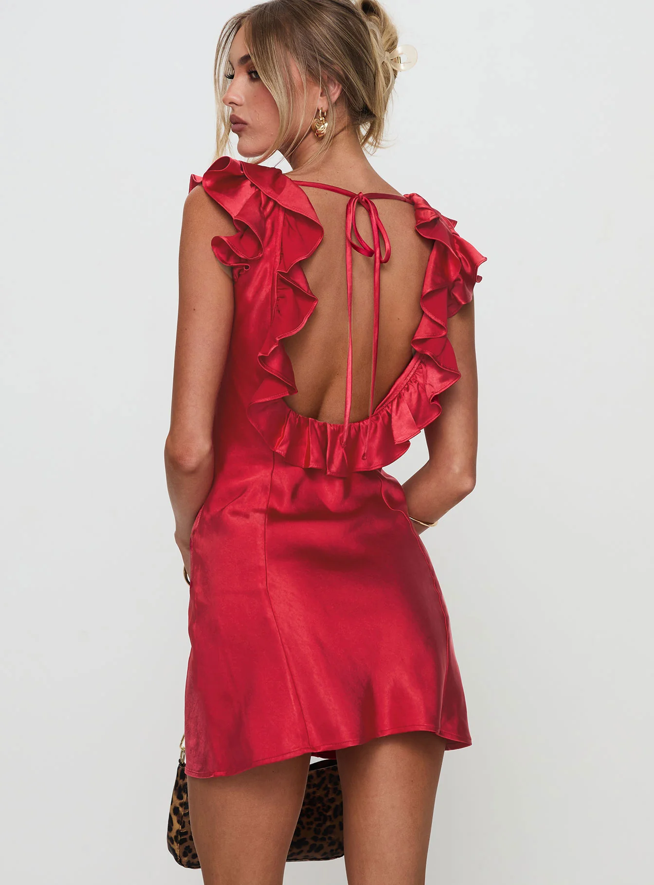 Butacup Frill Mini Dress Red - TREBLEV