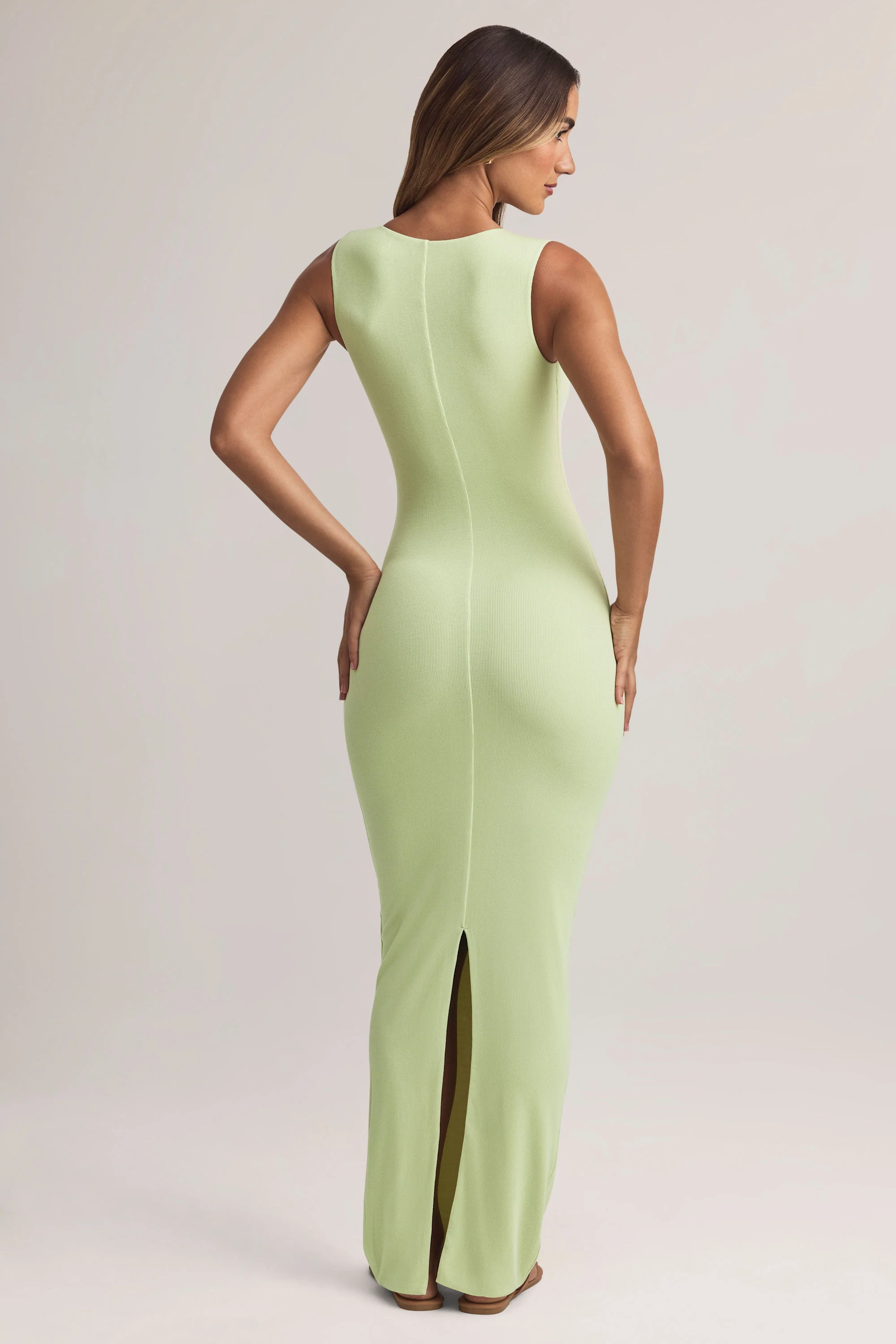 Modal Button-Detail Maxi Dress in Sage Green - TREBLEV