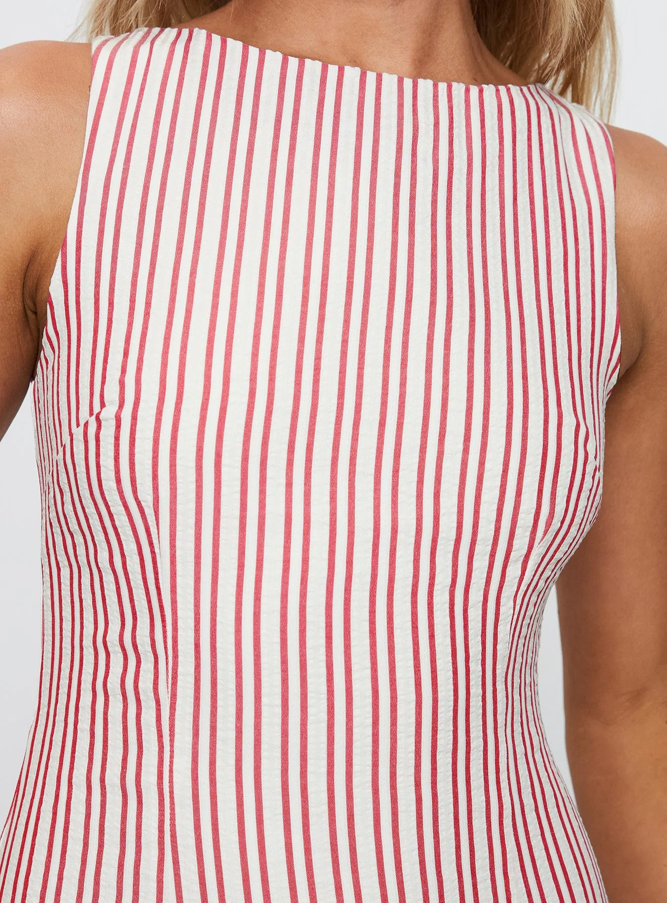 Alfalfa Shift Mini Dress Red Stripe - TREBLEV