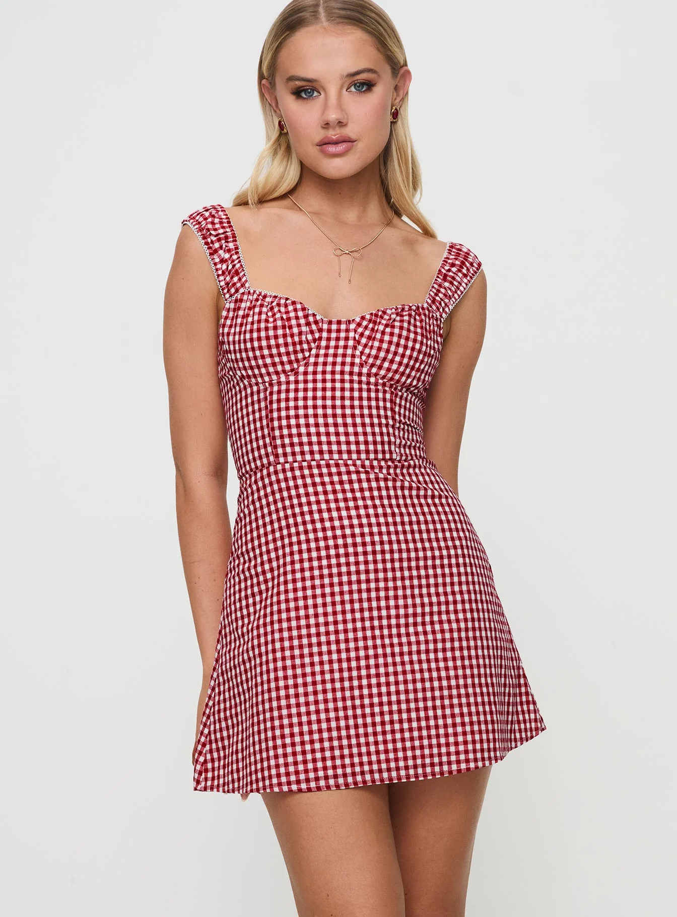 Faubert Mini Dress Red Gingham - TREBLEV