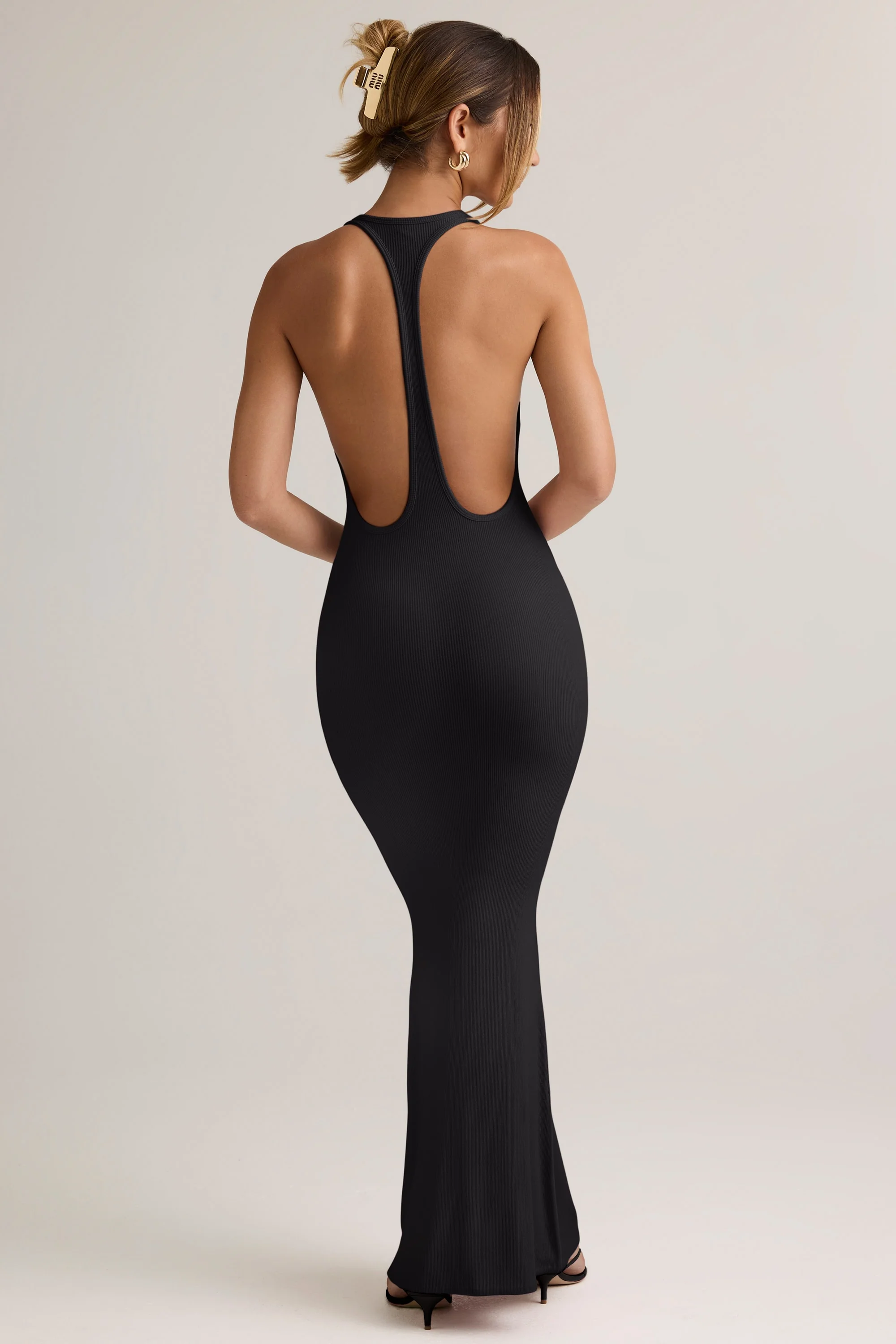 Modal Racerback Maxi Dress in Black - TREBLEV