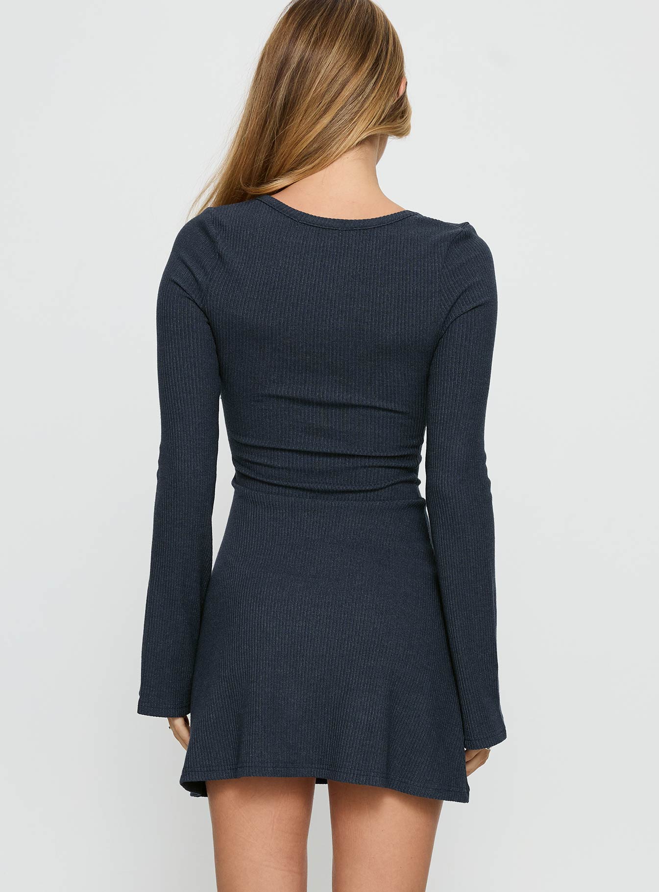 Best Interest Long Sleeve Mini Dress Navy - TREBLEV