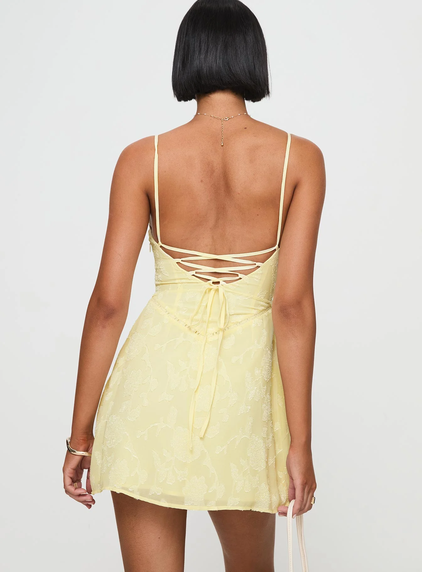 South Of France Mini Dress Yellow - TREBLEV
