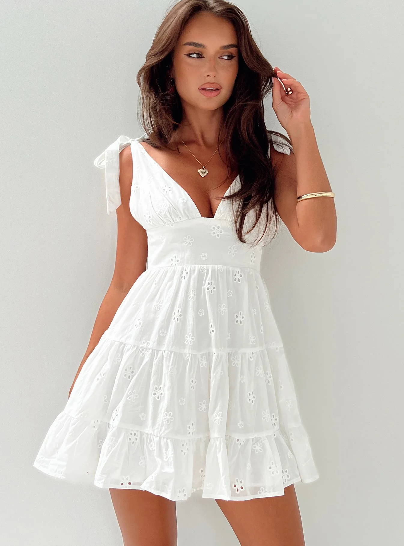 Galvis Mini Dress White - TREBLEV