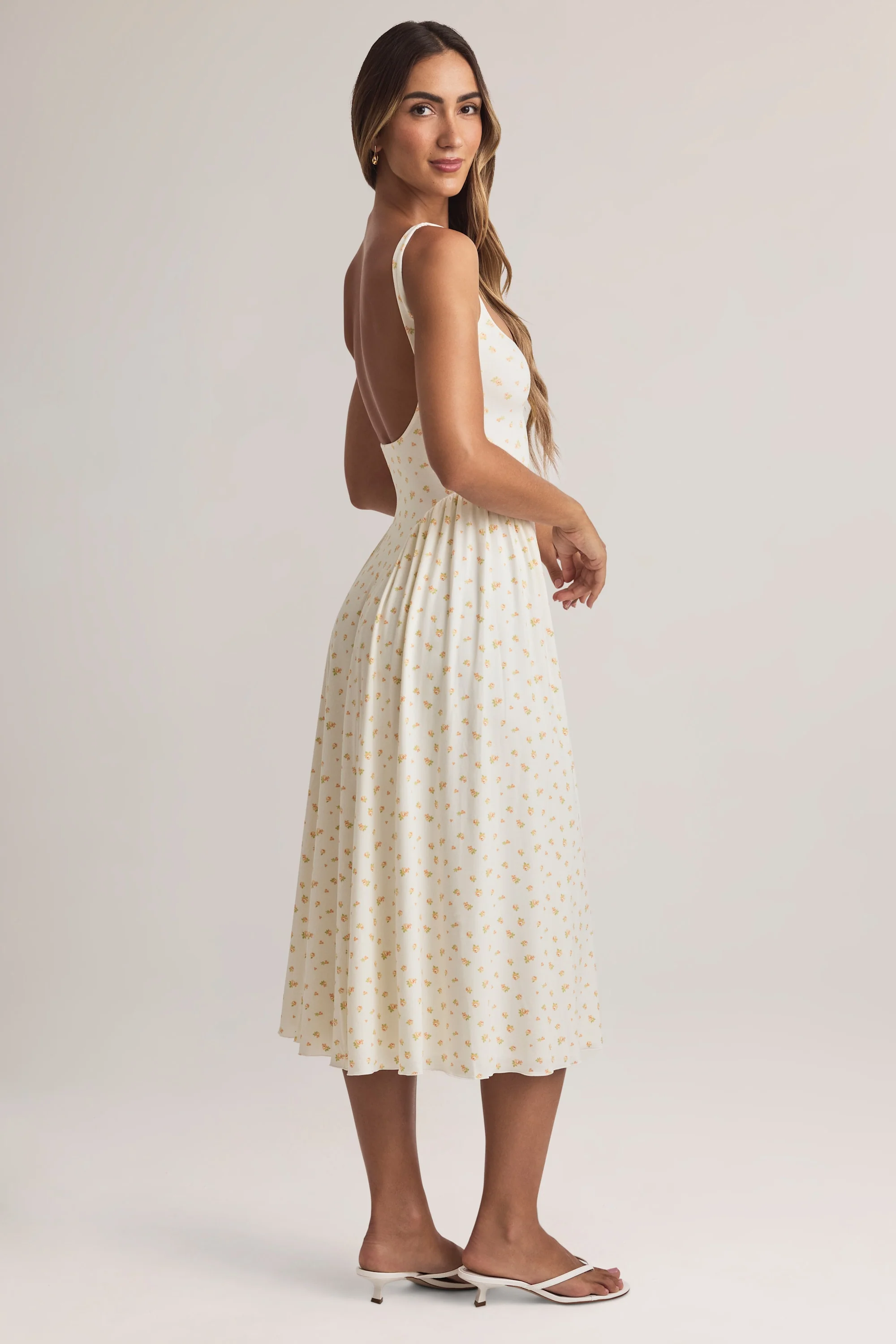 Modal A-Line Midaxi Dress in Floral Print - TREBLEV