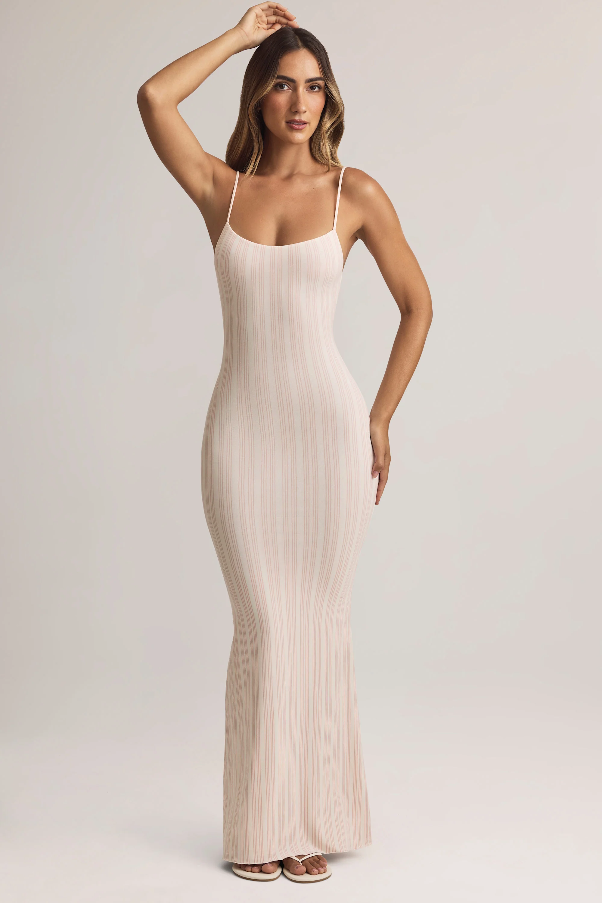 Modal Scoop-Neck Maxi Dress in Stripe Print - TREBLEV