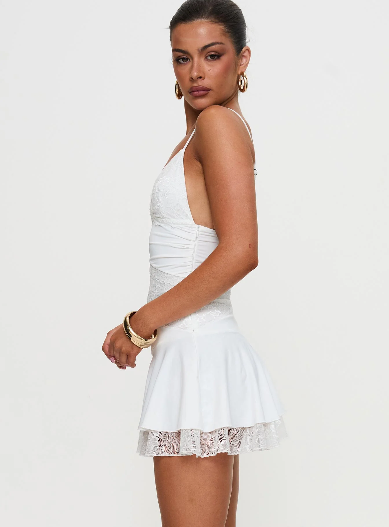 Love Is Alive Lace Mini Dress White - TREBLEV