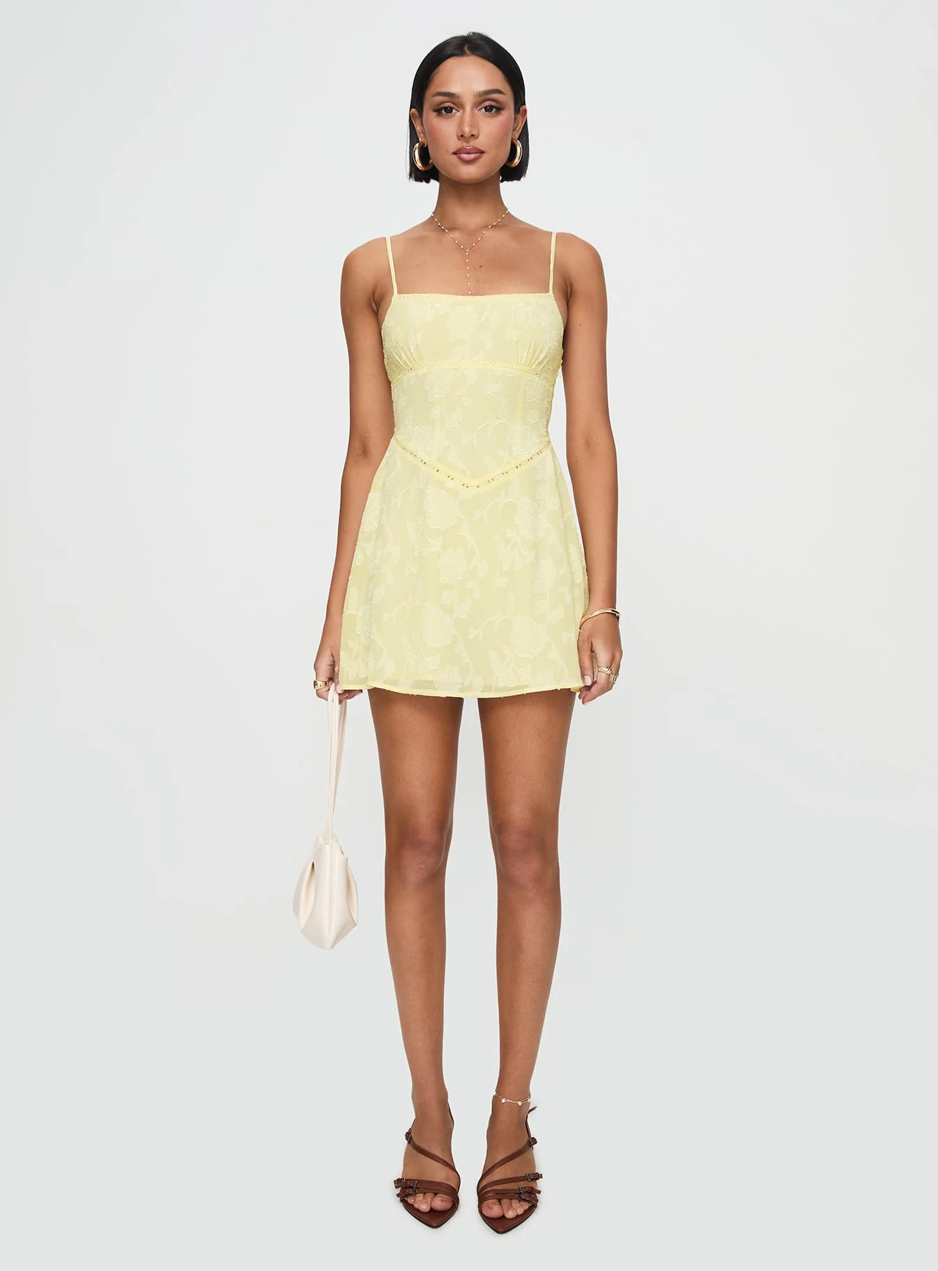 South Of France Mini Dress Yellow - TREBLEV
