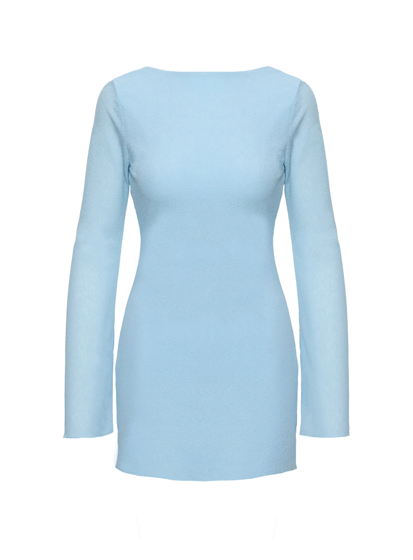 Visualize Long Sleeve Mini Dress Light Blue - TREBLEV