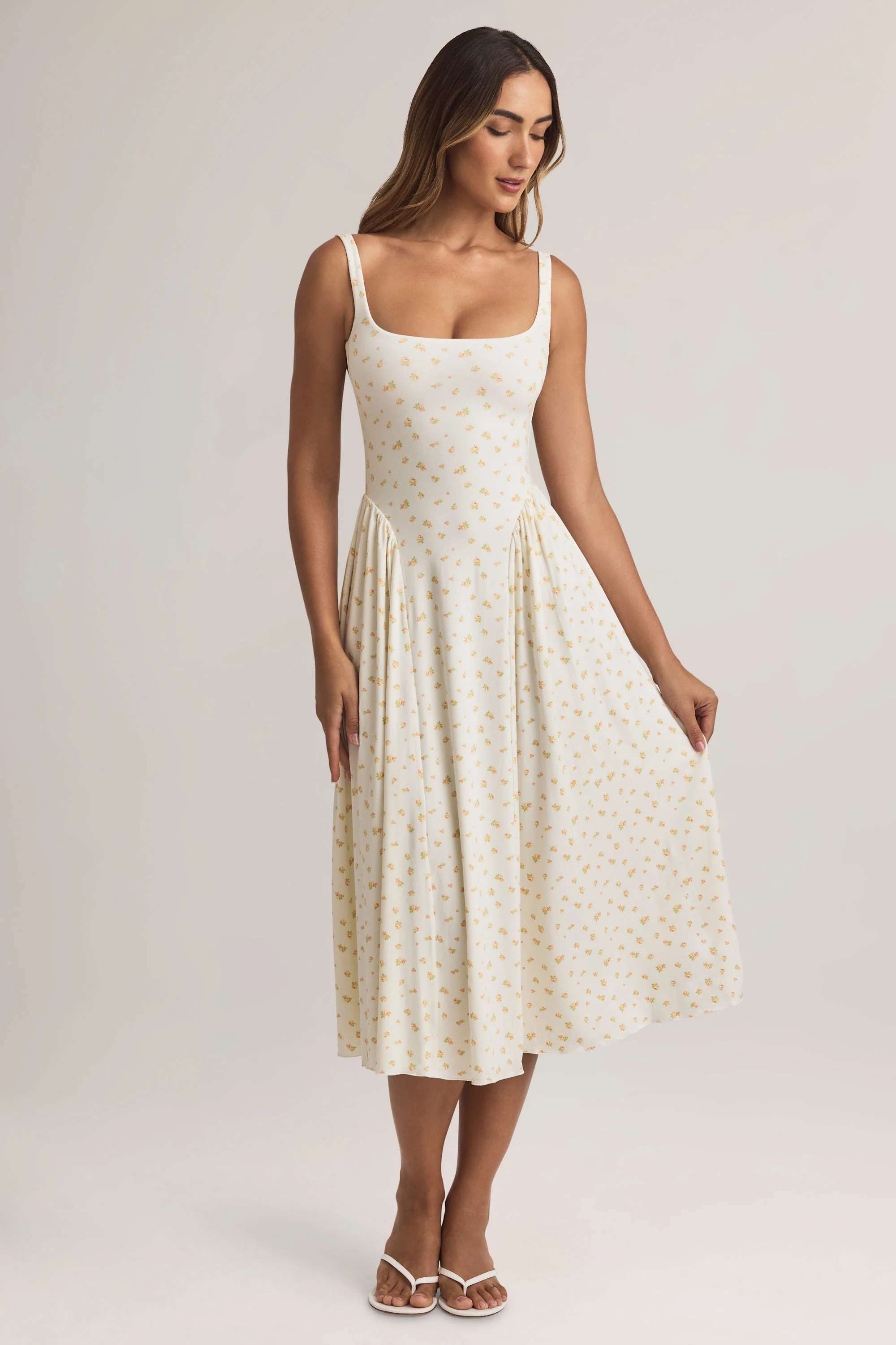 Modal A-Line Midaxi Dress in Floral Print - TREBLEV