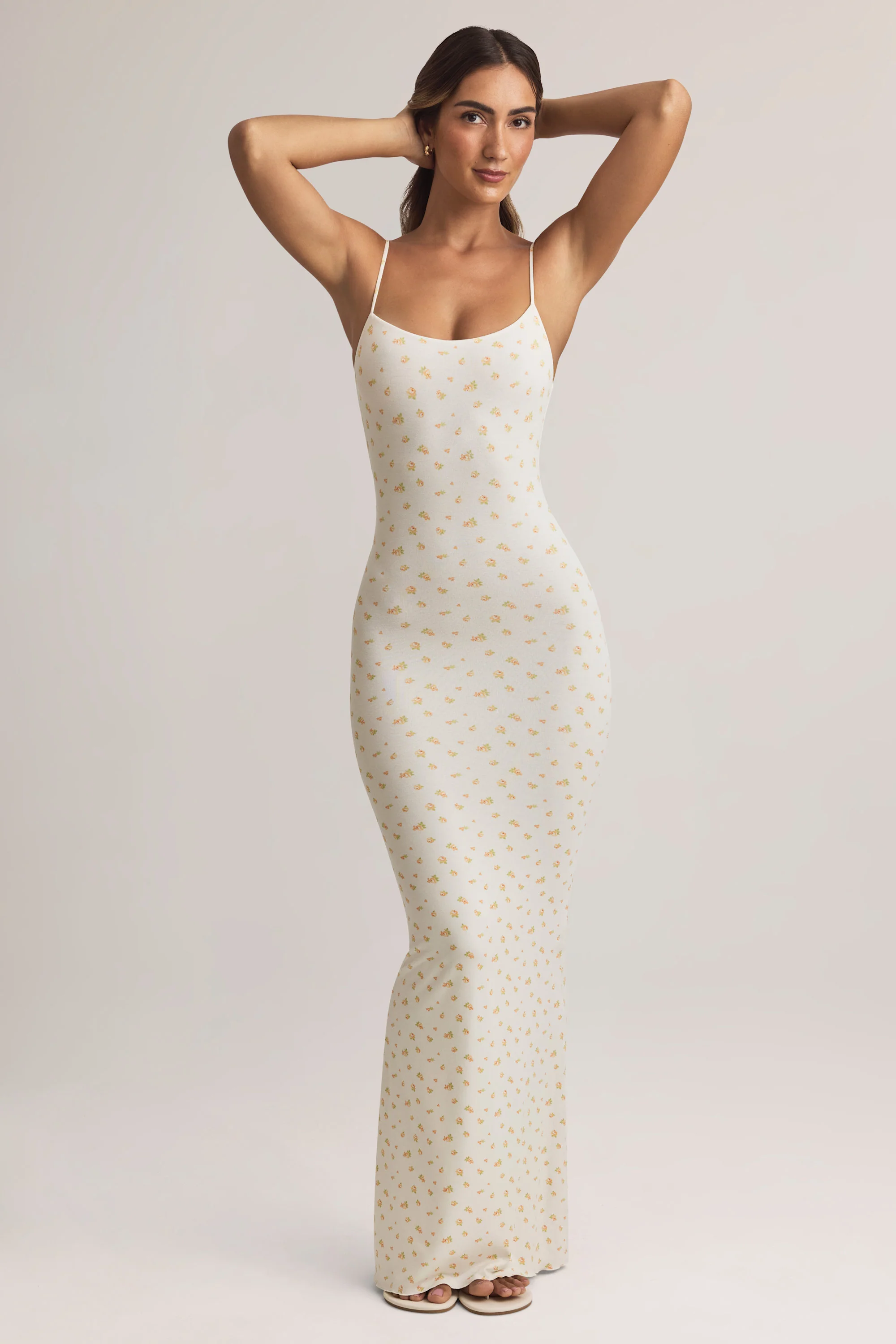 Modal Scoop-Neck Maxi Dress in Floral Print - TREBLEV
