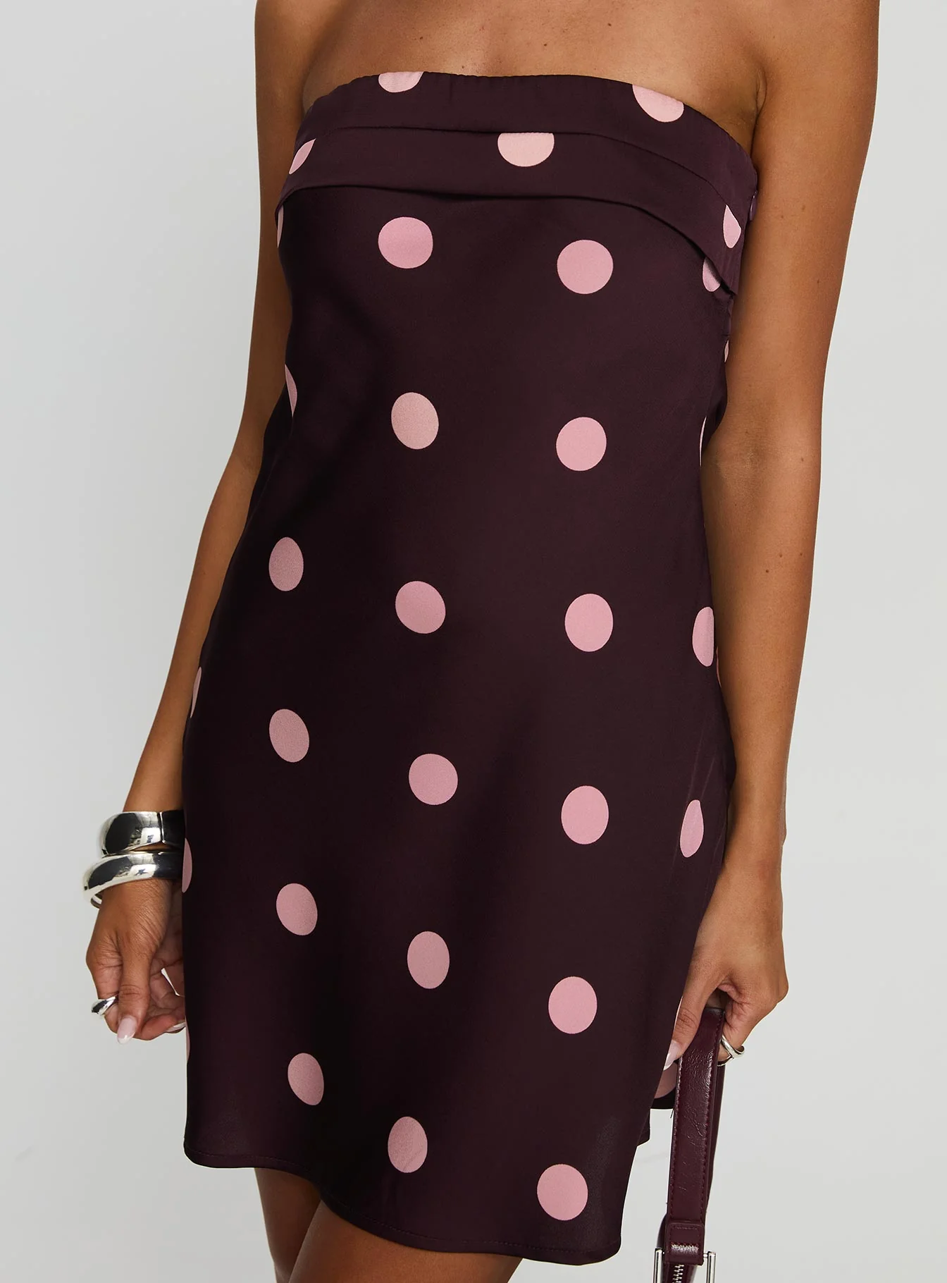 Phillipa Mini Dress Plum / Pink Polka Dot - TREBLEV