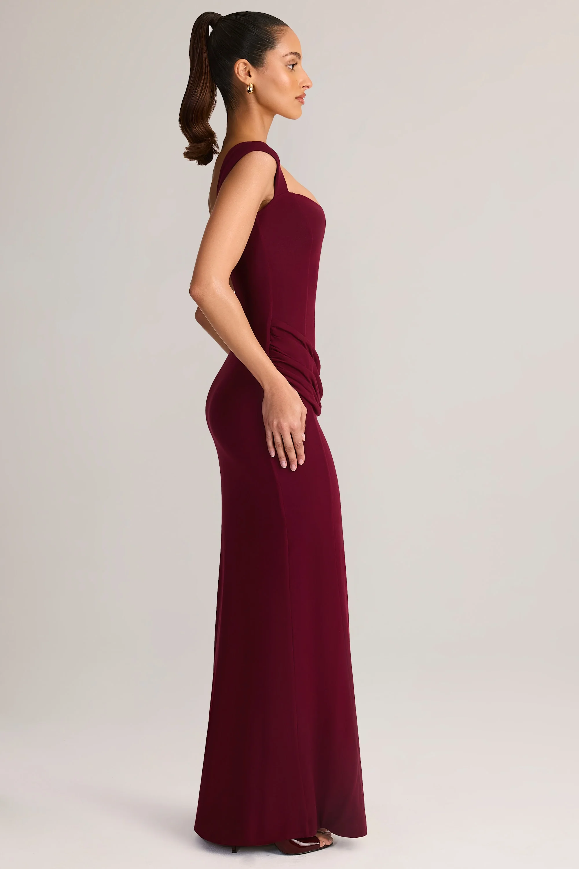 Modal Sweetheart-Neck Maxi Dress in Wine - TREBLEV