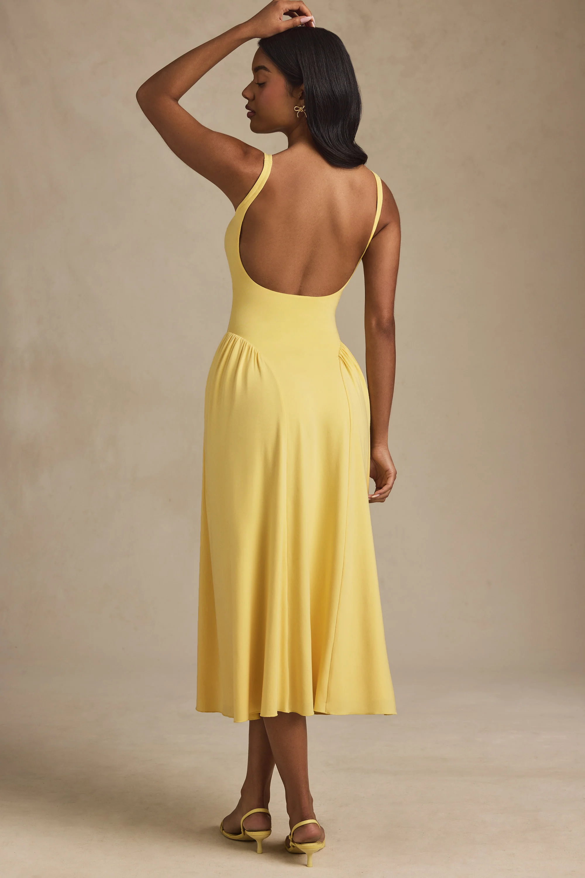 Modal A-Line Midaxi Dress in Pastel Yellow - TREBLEV