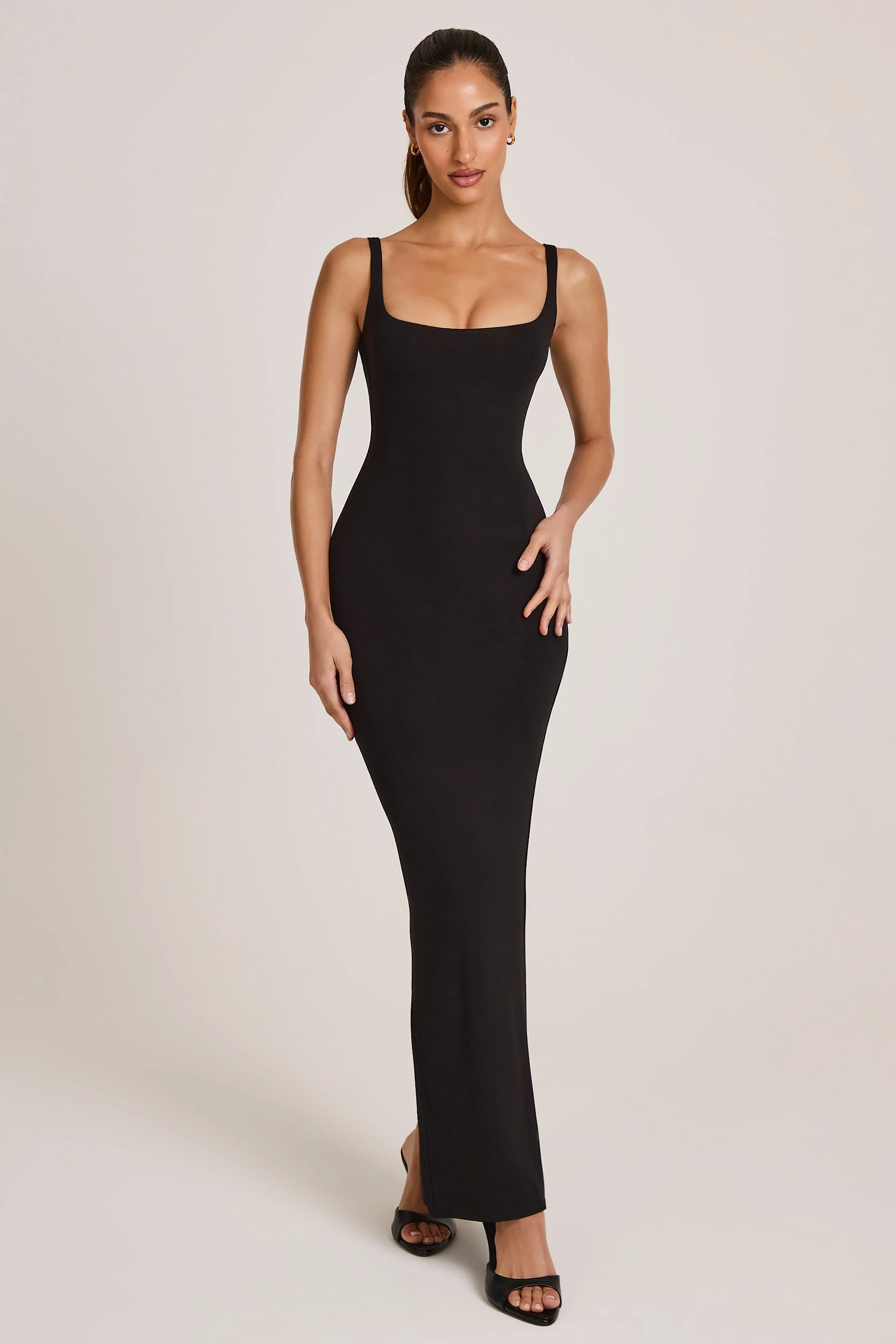 Modal Scoop-Neck Maxi Dress in Black - TREBLEV