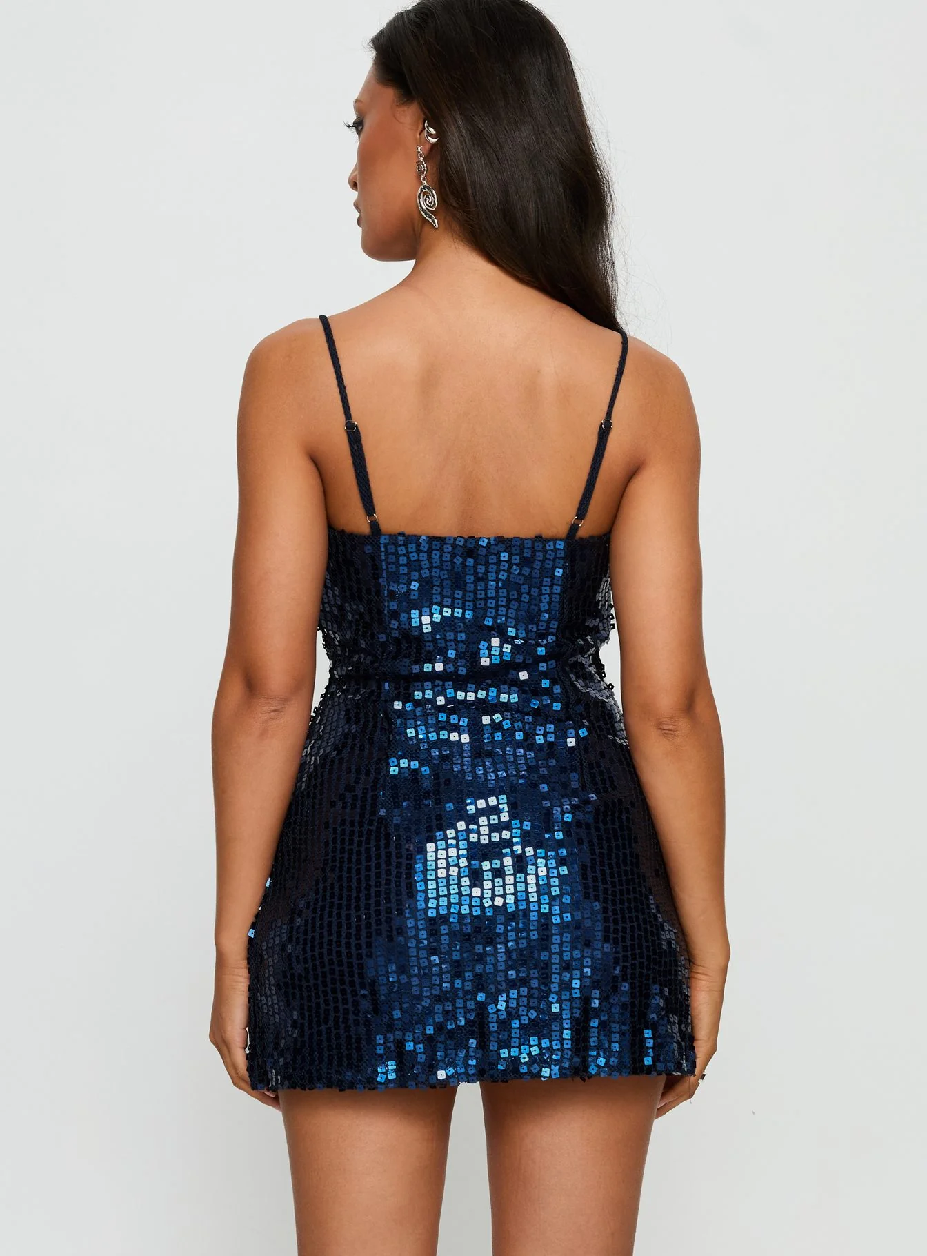 Atlaza Sequin Mini Dress Navy - TREBLEV