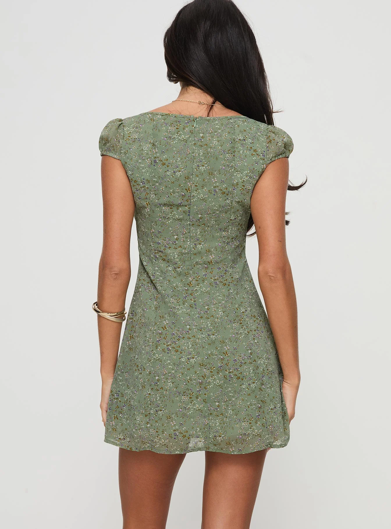 Alora Mini Dress Green - TREBLEV