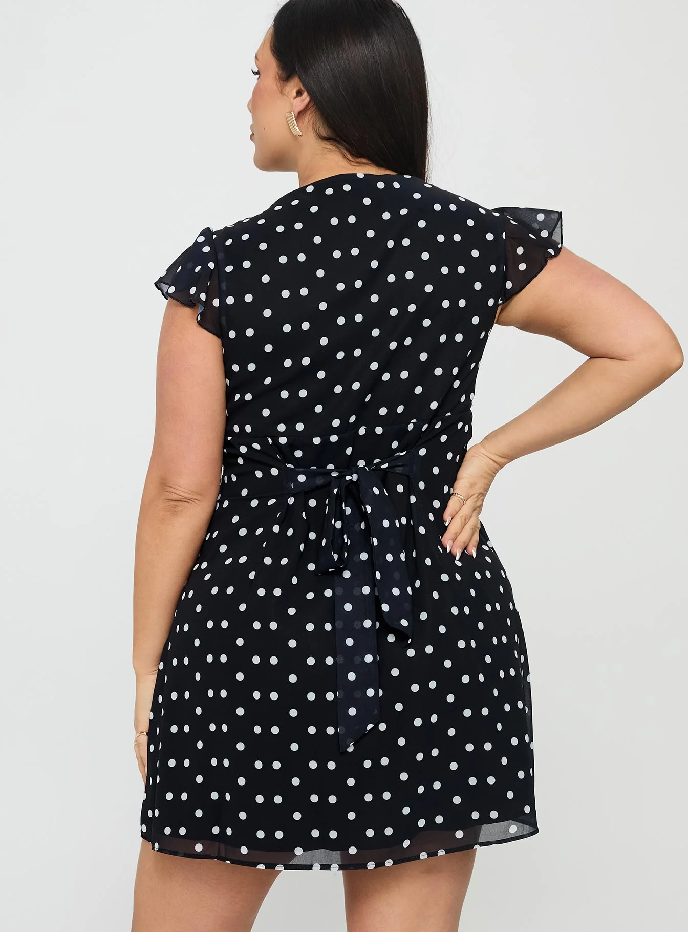 I Guess So Mini Dress Black Polka Dot Curve - TREBLEV