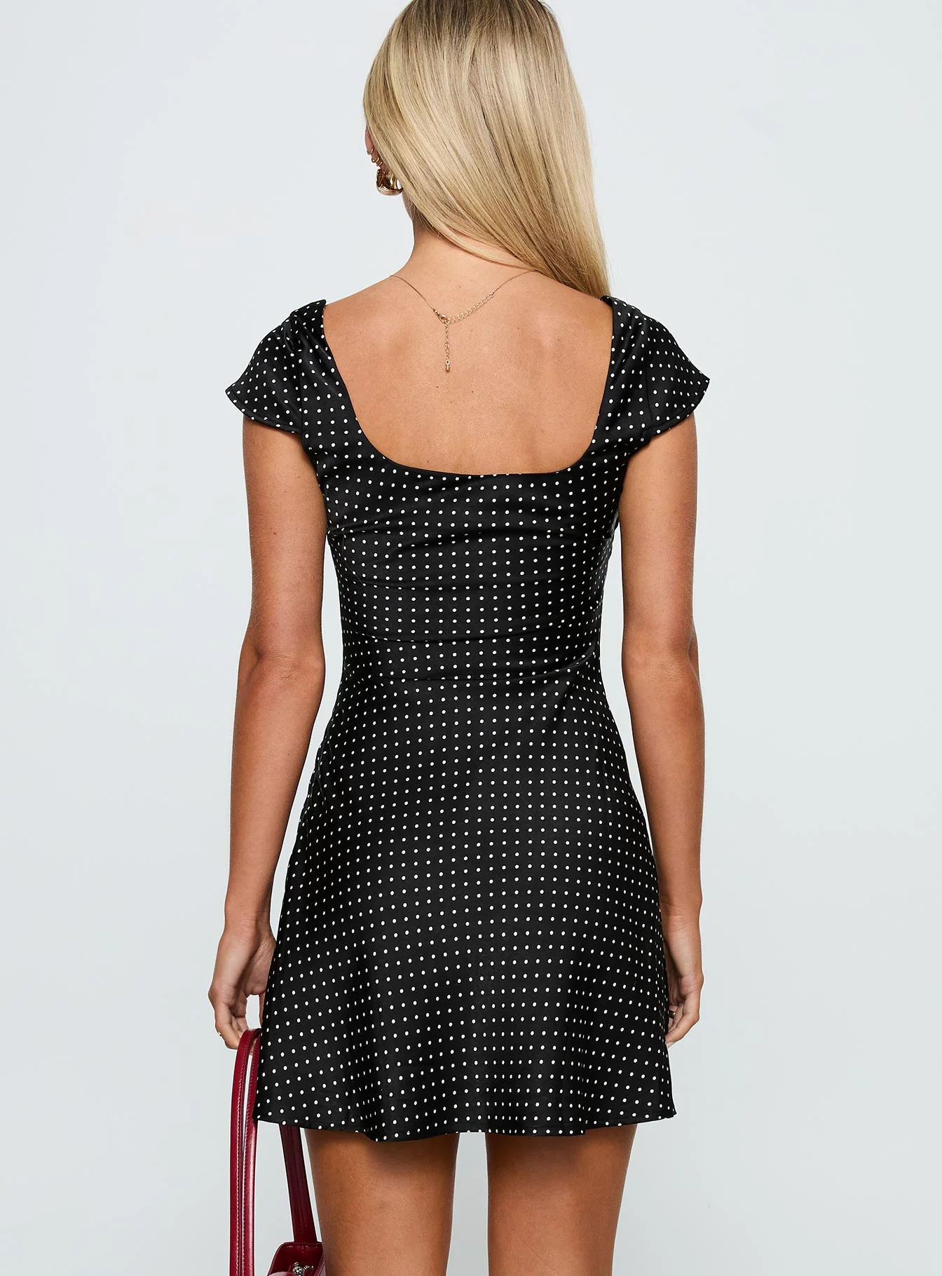Lucienna Polka Dot Mini Dress Black / White - TREBLEV