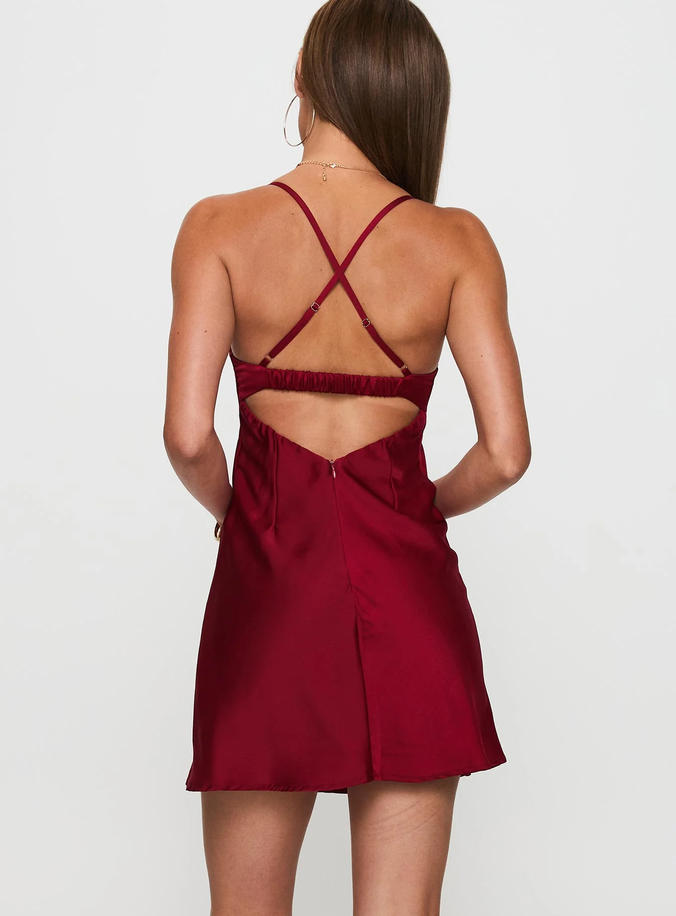 Glendon Mini Dress Burgundy - TREBLEV