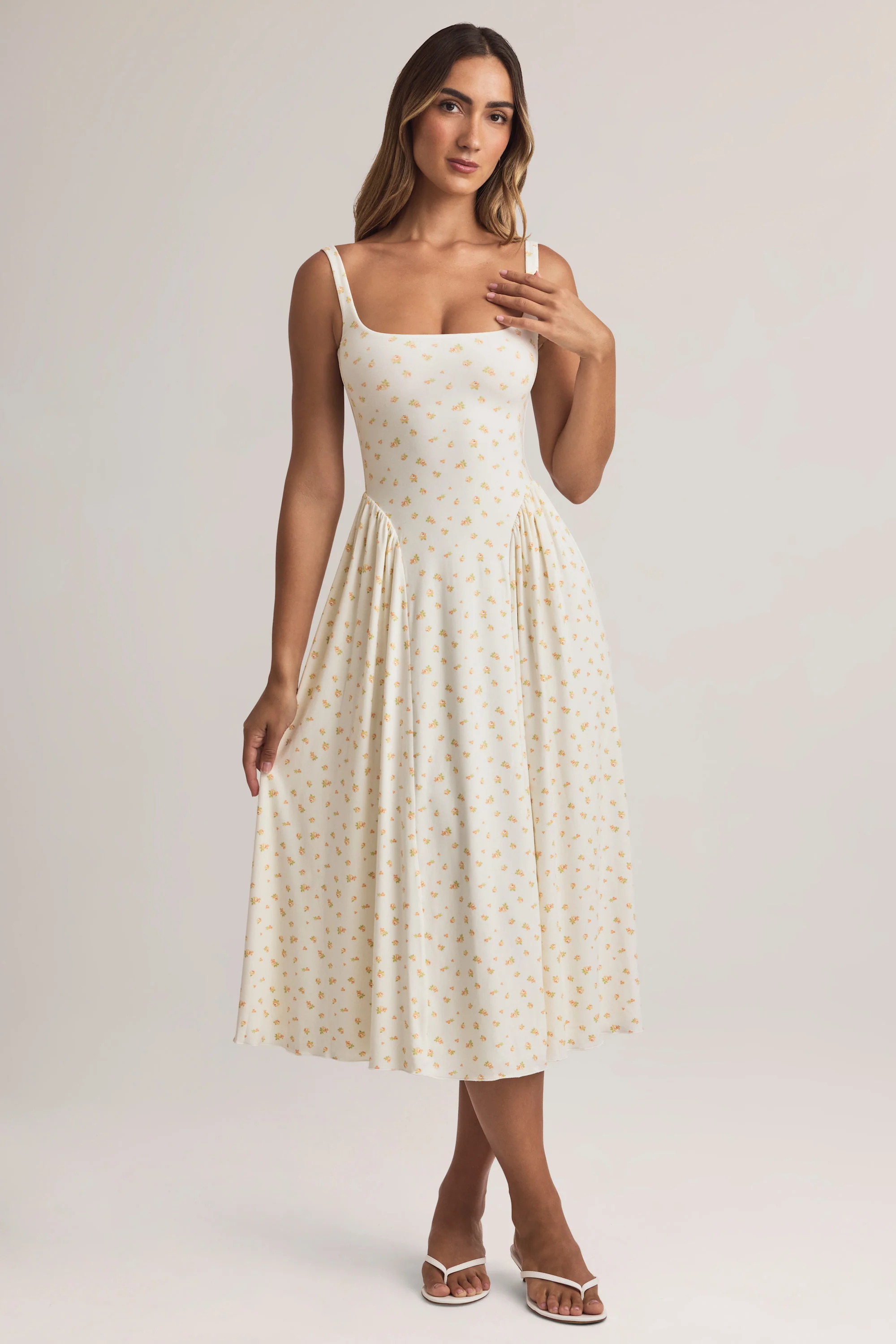 Modal A-Line Midaxi Dress in Floral Print - TREBLEV