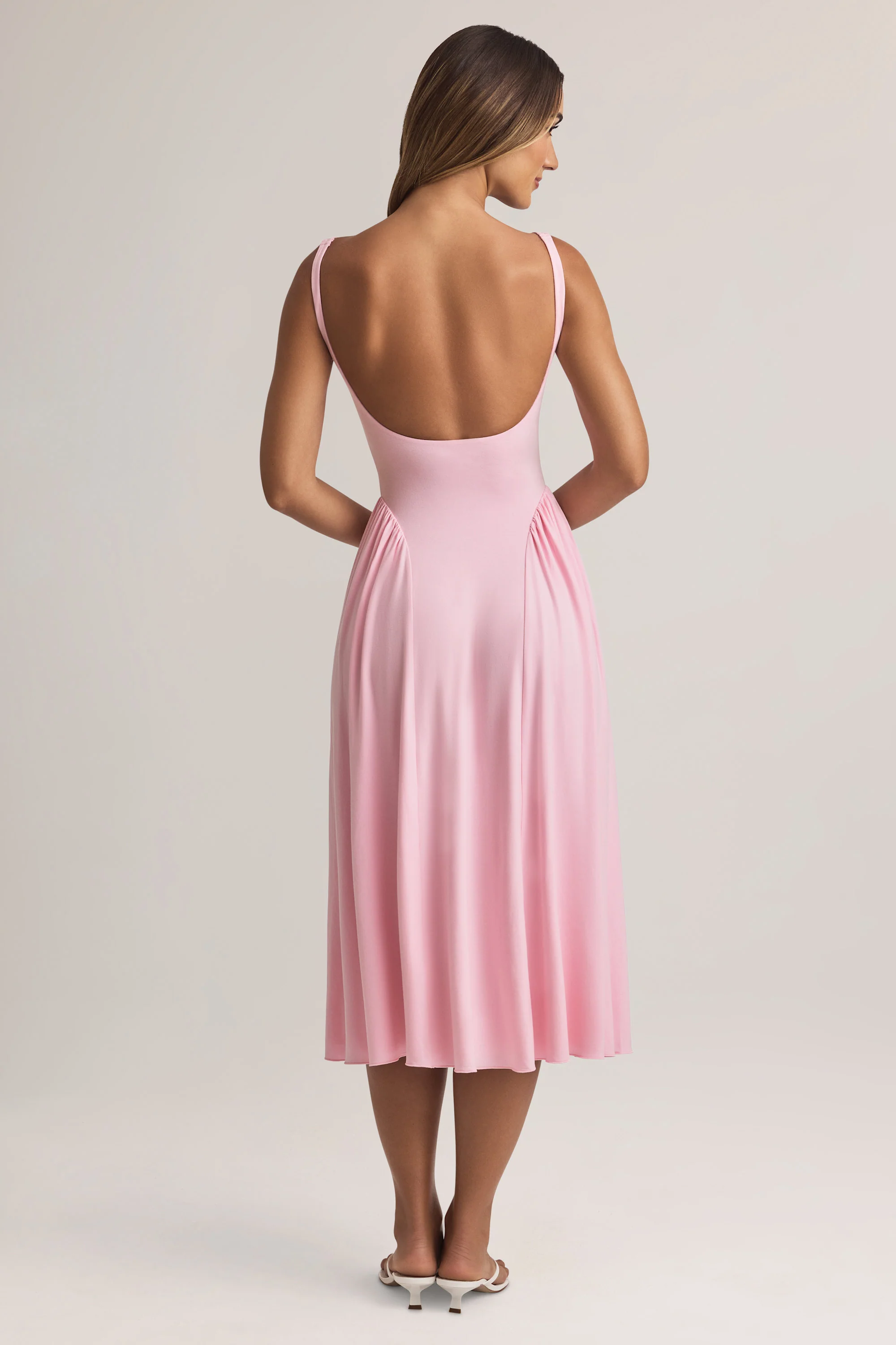 Modal A-Line Midaxi Dress in Pastel Pink - TREBLEV