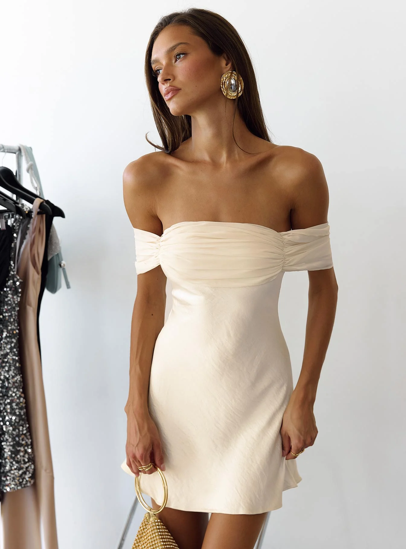 Adoration Mini Dress Cream - TREBLEV