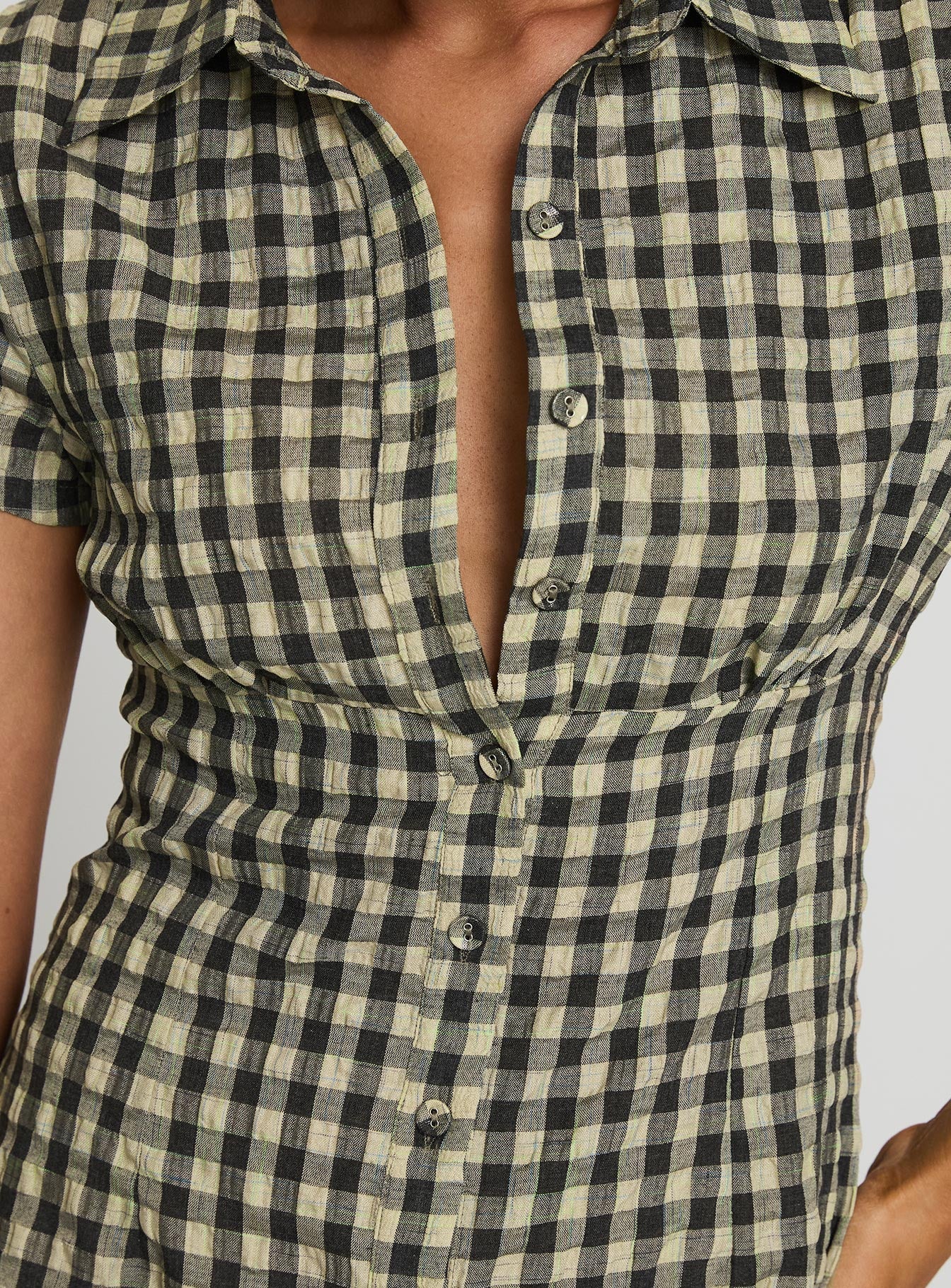 Motley Mini Dress Brown Check - TREBLEV