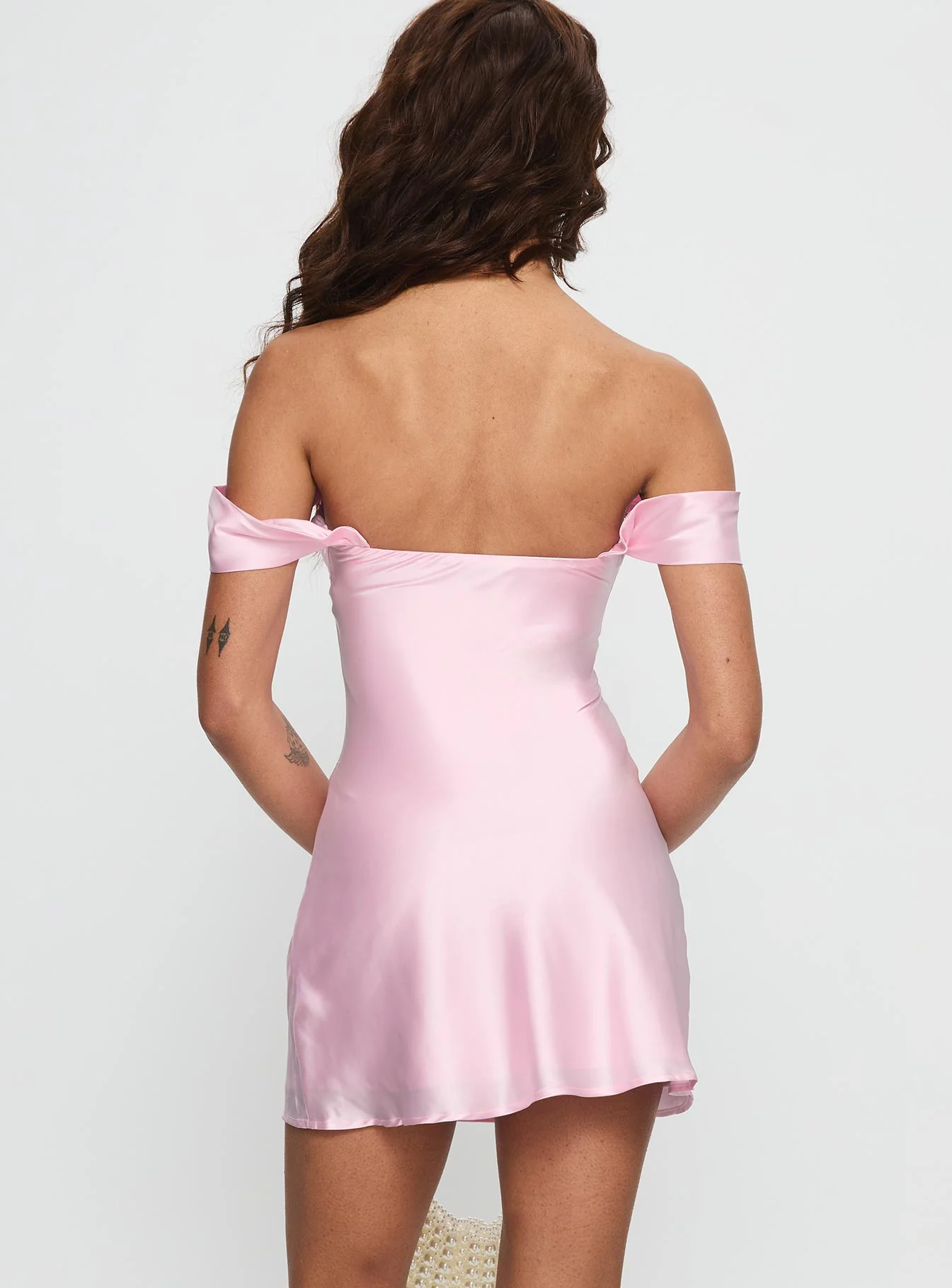 Zabbarra Off The Shoulder Mini Dress Light Pink - TREBLEV