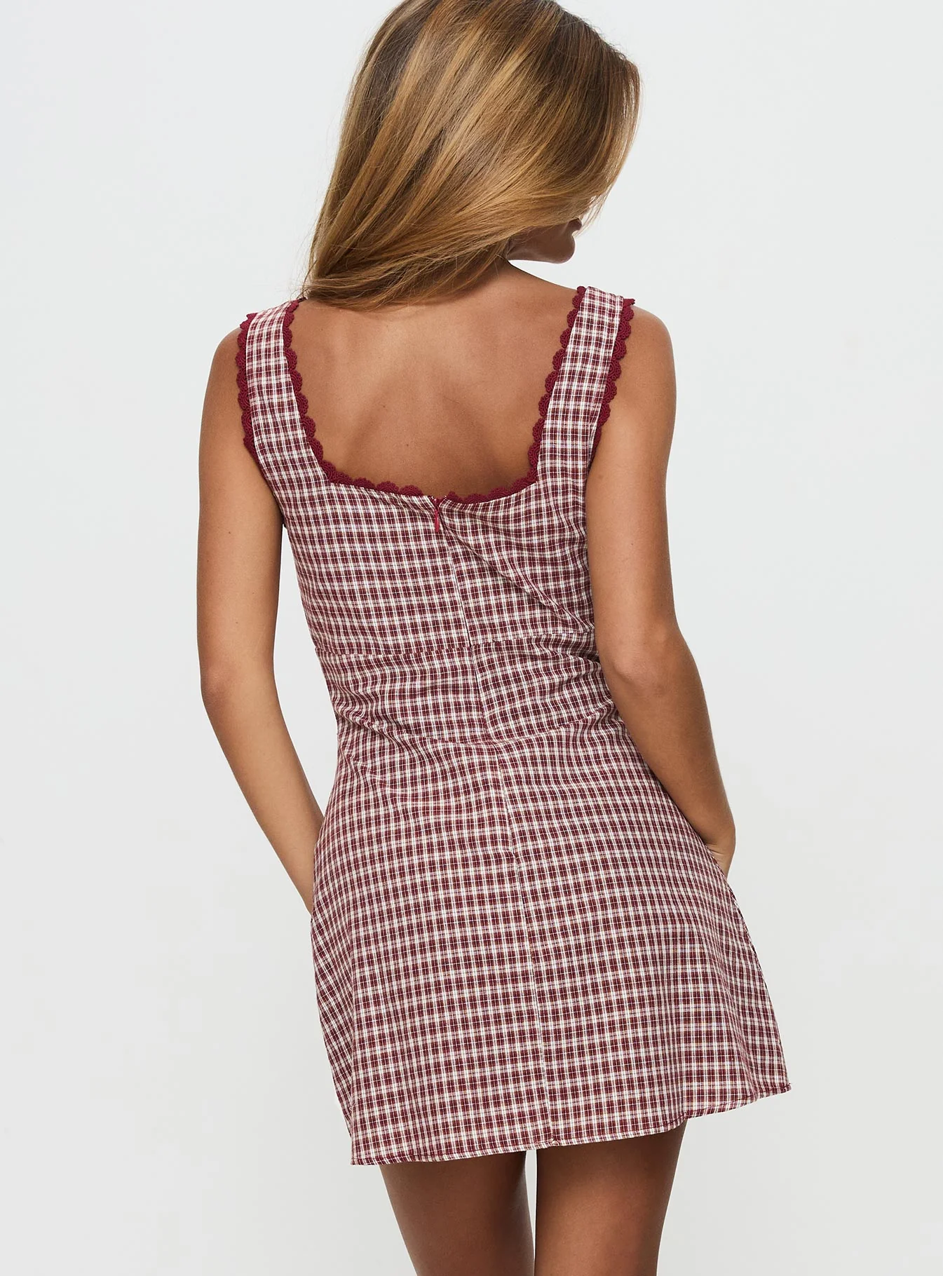 Dasha Mini Dress Red Check Petite - TREBLEV