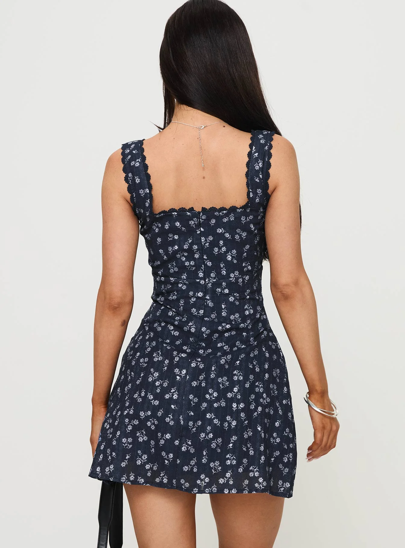 Dasha Mini Dress Navy Floral - TREBLEV