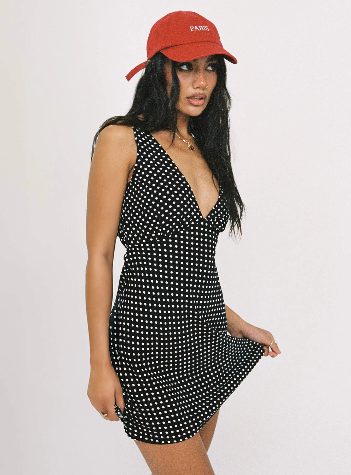 Nellie Mini Dress Black Polka Dot - TREBLEV