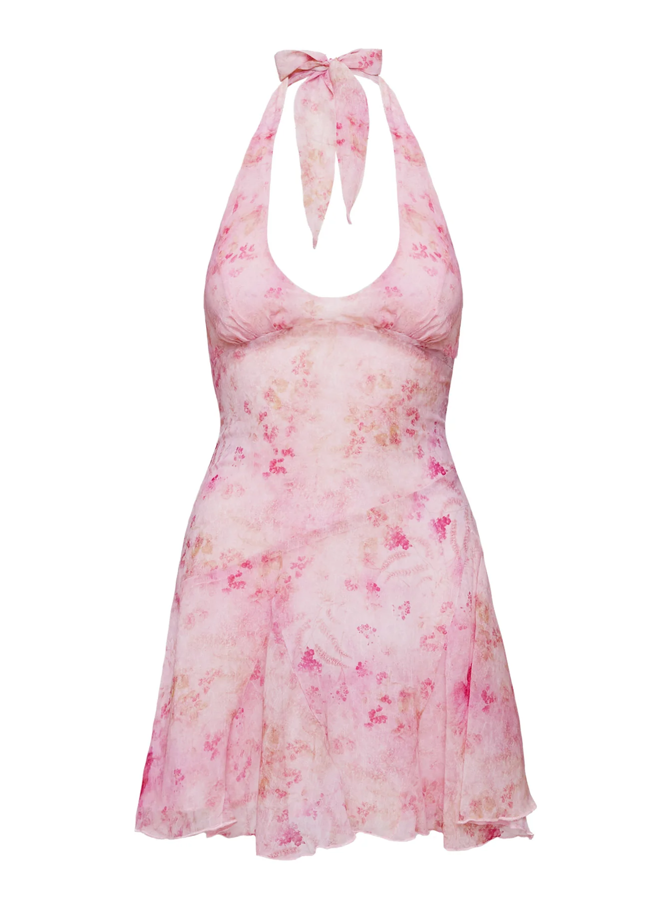 Valorie Halter Mini Dress Pink Petite - TREBLEV